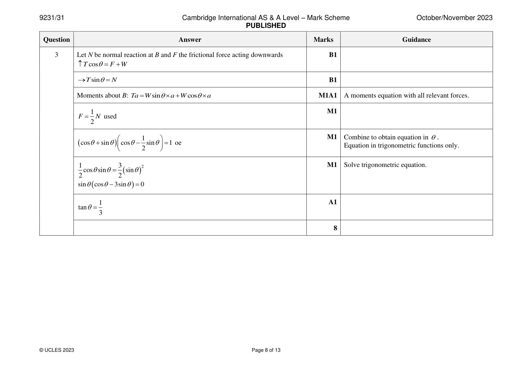 Mark scheme, page 8 of 13