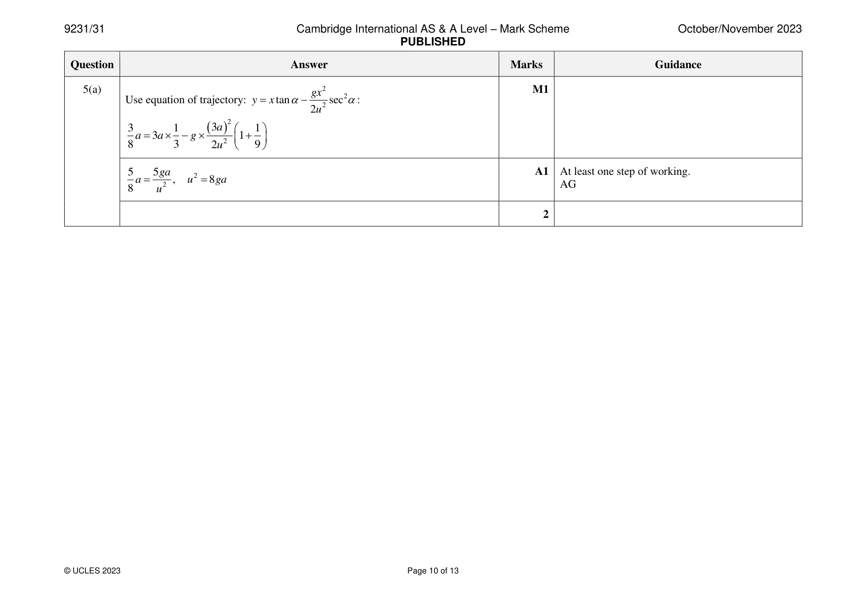Mark scheme, page 10 of 13