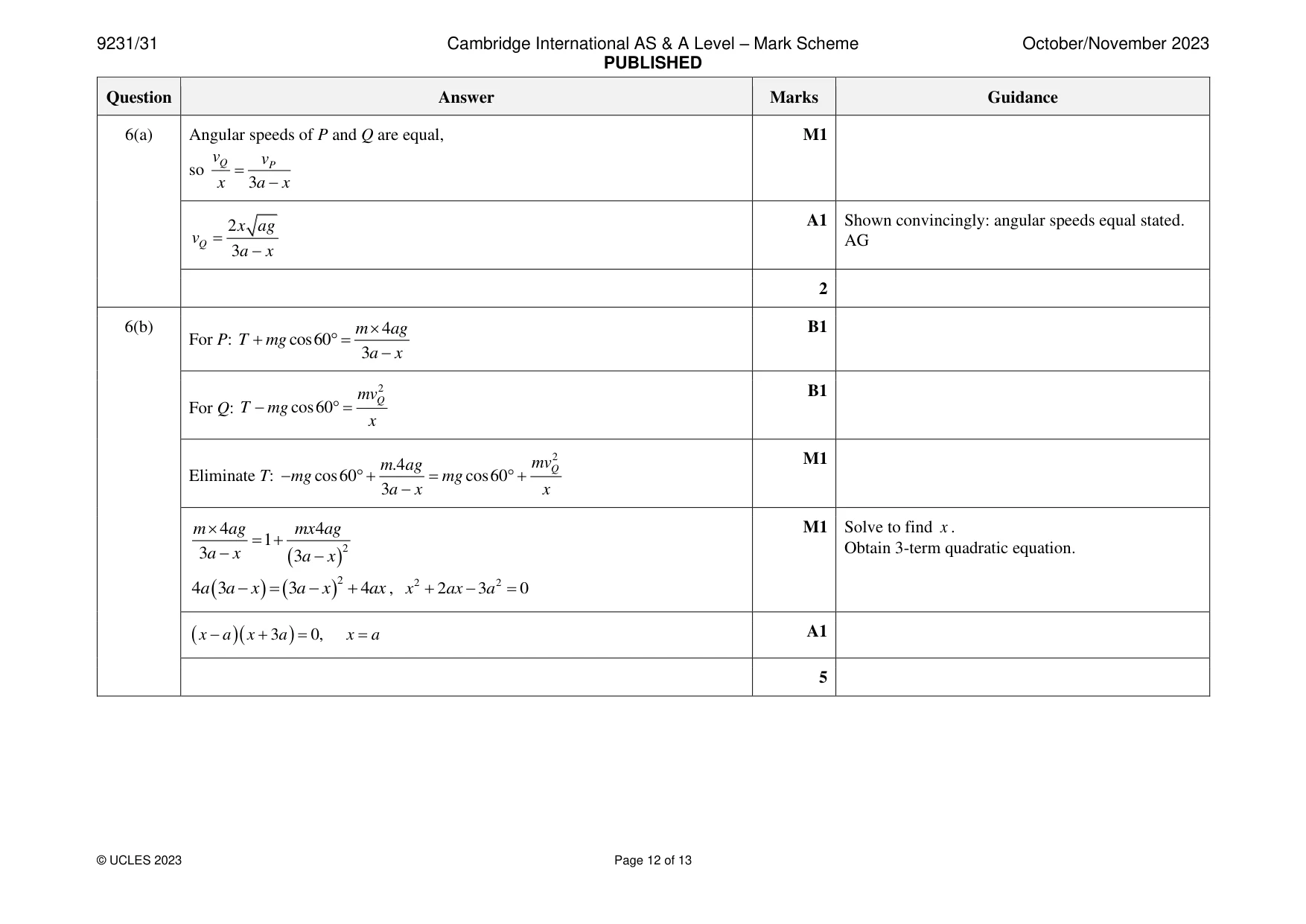 Mark scheme, page 12 of 13
