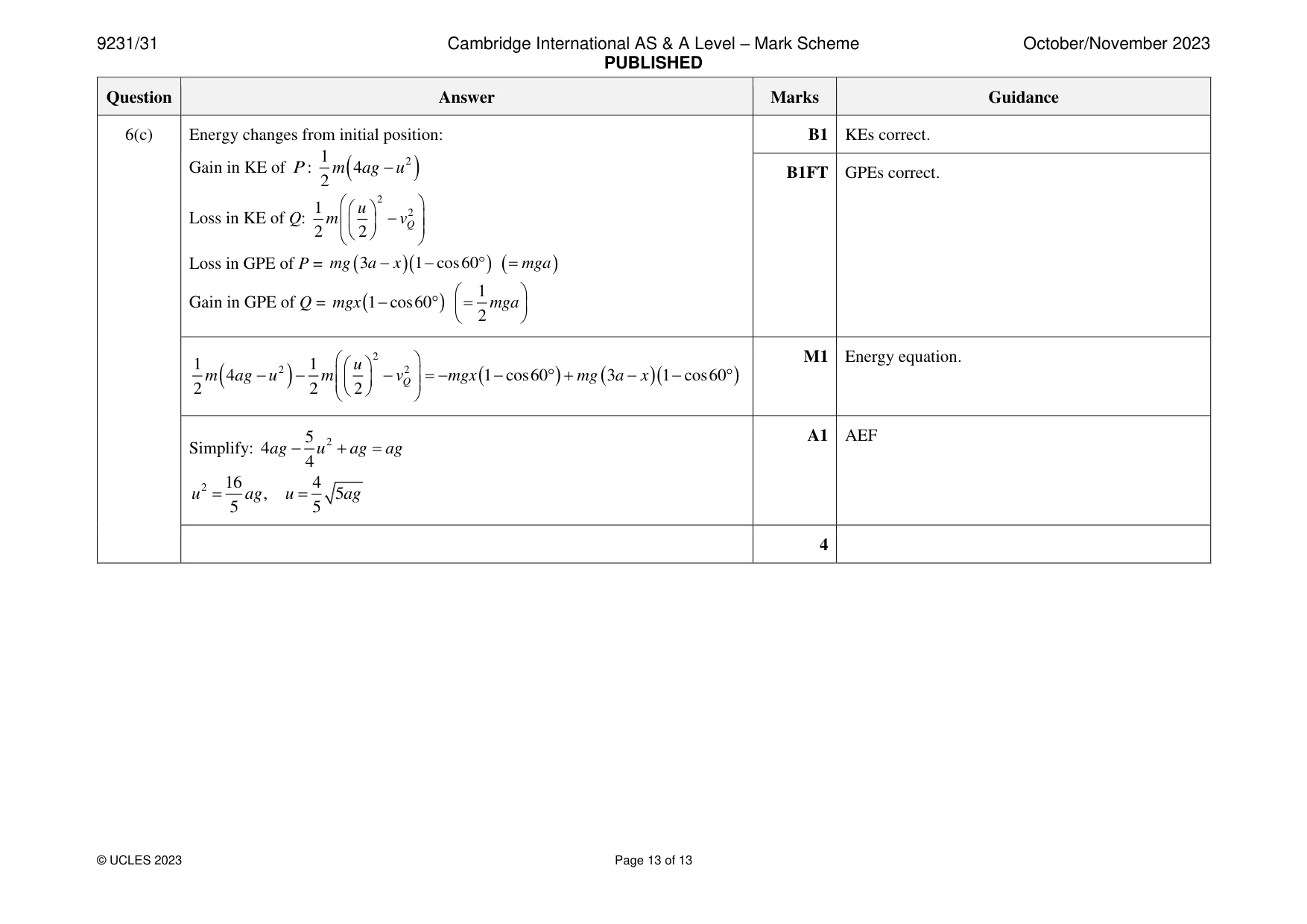 Mark scheme, page 13 of 13