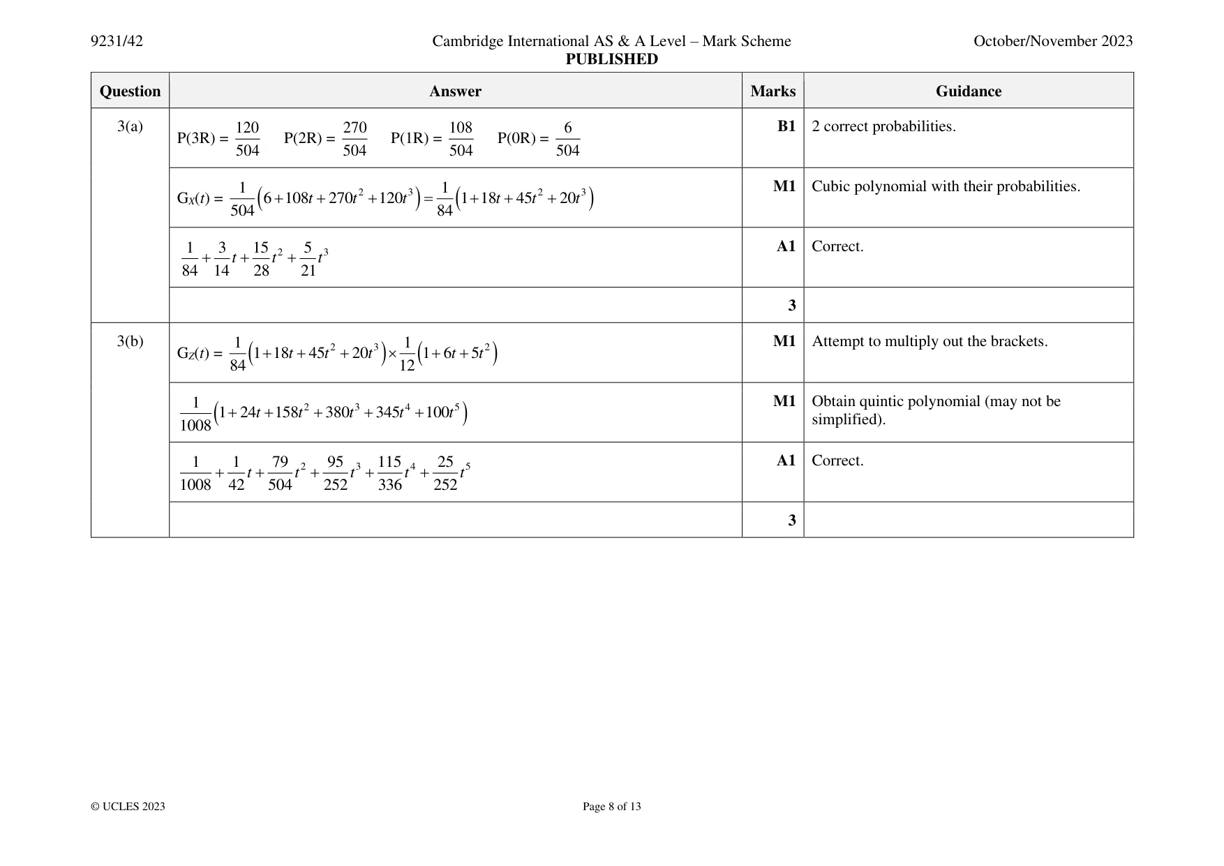 Mark scheme, page 8 of 13
