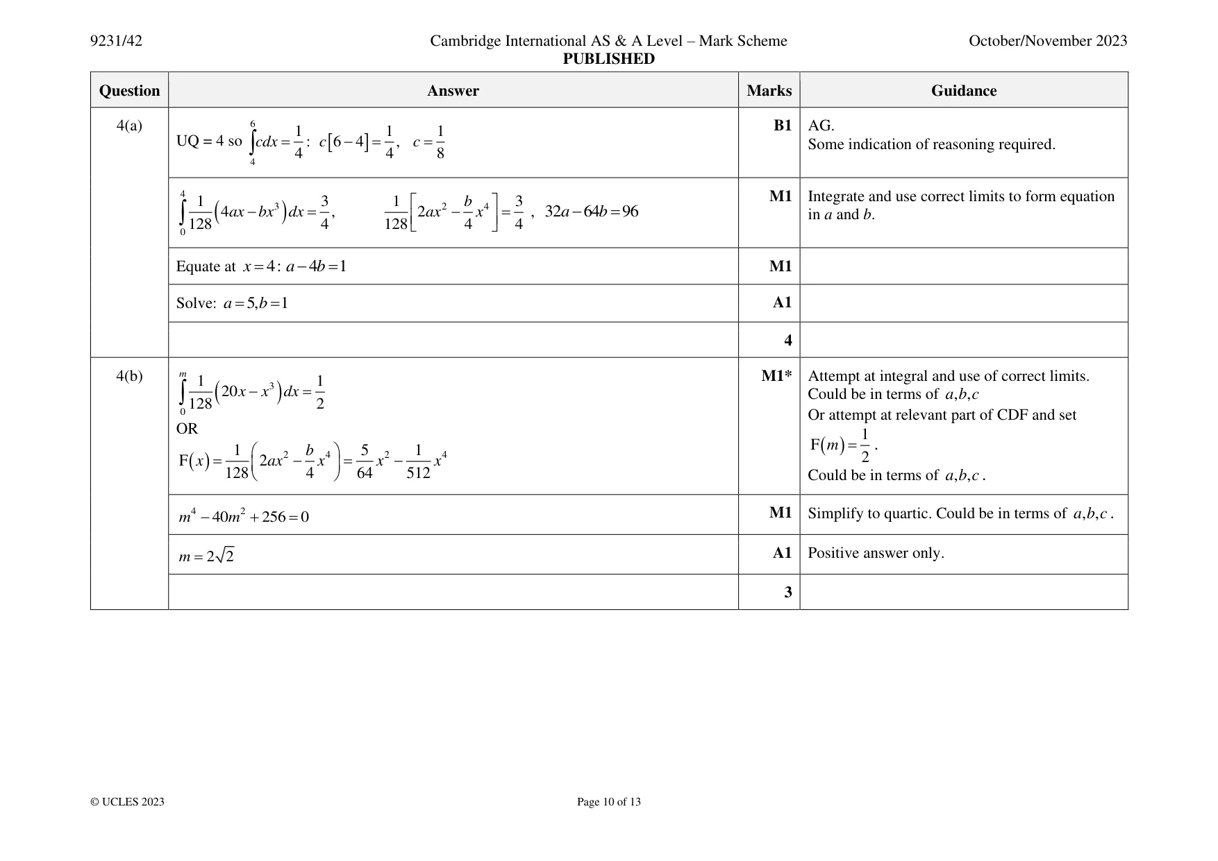 Mark scheme, page 10 of 13