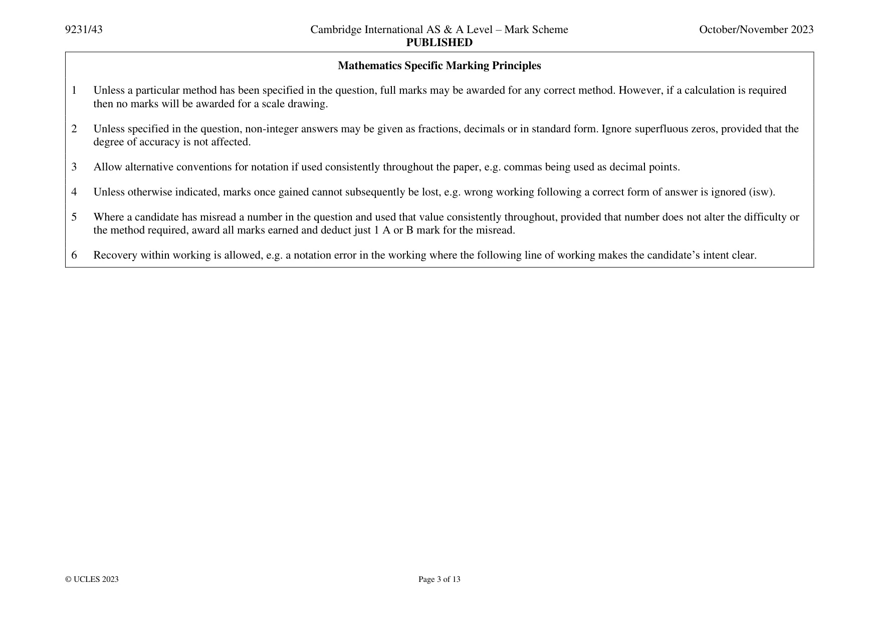 Mark scheme, page 3 of 13