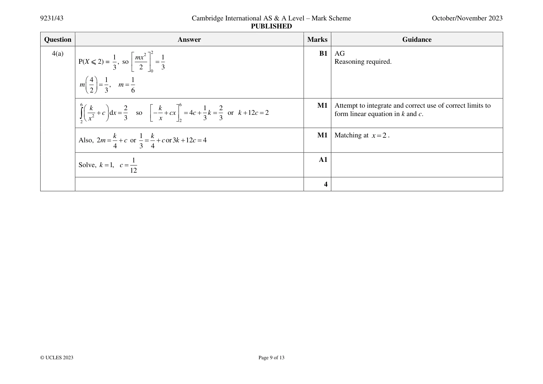 Mark scheme, page 9 of 13