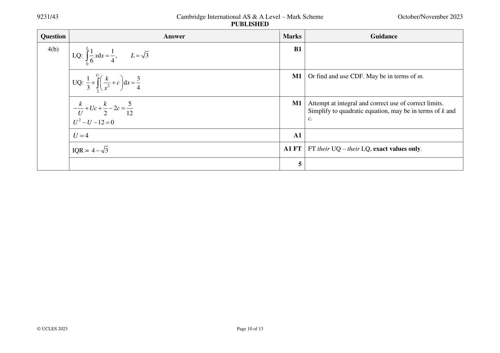 Mark scheme, page 10 of 13