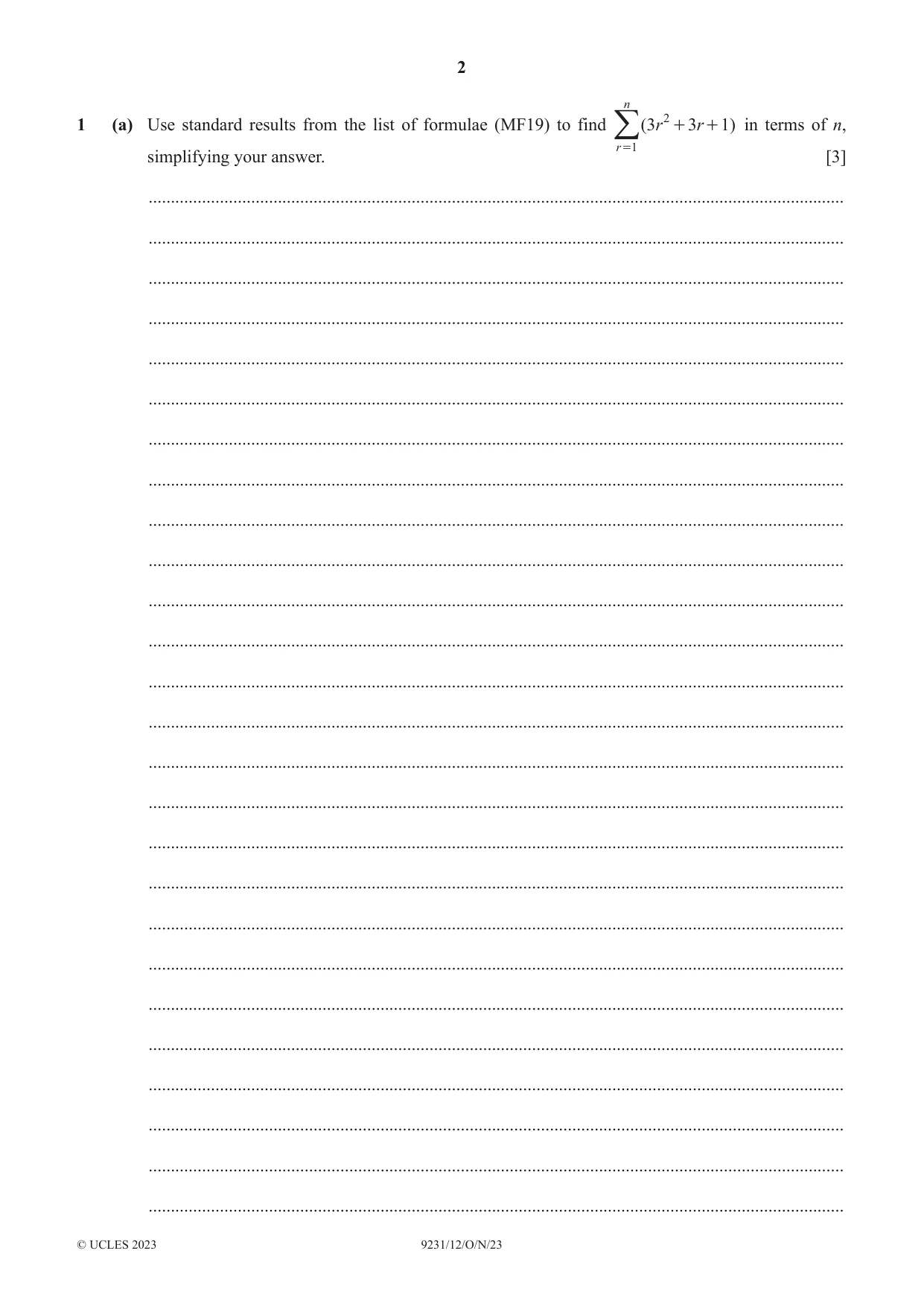 Cambridge A Level Mathematics - Further 9231 2023 Oct/Nov Paper 1 · Variant 2 question paper, page 2 of 16