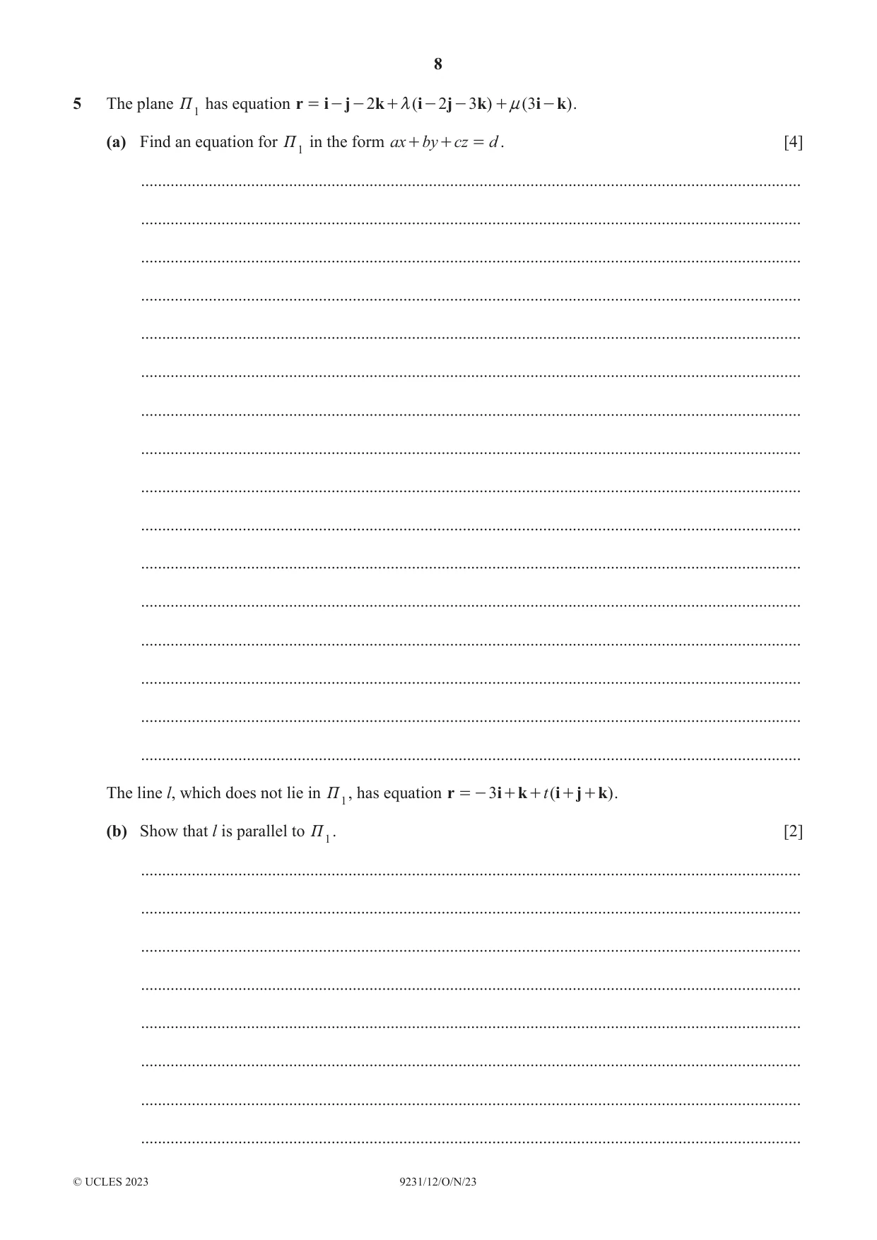 Cambridge A Level Mathematics - Further 9231 2023 Oct/Nov Paper 1 · Variant 2 question paper, page 8 of 16