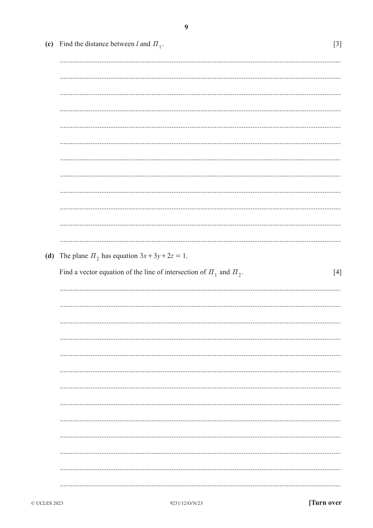 Cambridge A Level Mathematics - Further 9231 2023 Oct/Nov Paper 1 · Variant 2 question paper, page 9 of 16