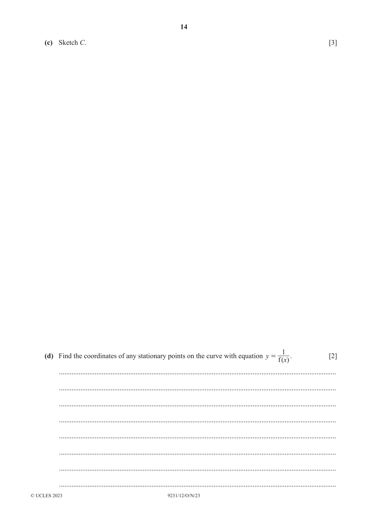 Cambridge A Level Mathematics - Further 9231 2023 Oct/Nov Paper 1 · Variant 2 question paper, page 14 of 16