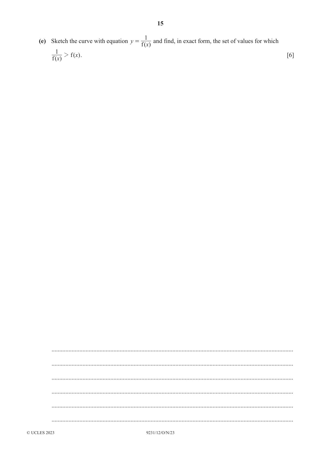 Cambridge A Level Mathematics - Further 9231 2023 Oct/Nov Paper 1 · Variant 2 question paper, page 15 of 16
