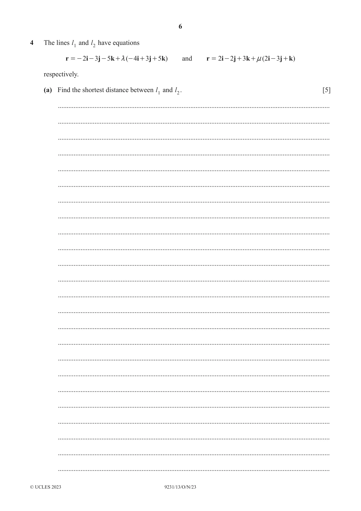 Cambridge A Level Mathematics - Further 9231 2023 Oct/Nov Paper 1 · Variant 3 question paper, page 6 of 16
