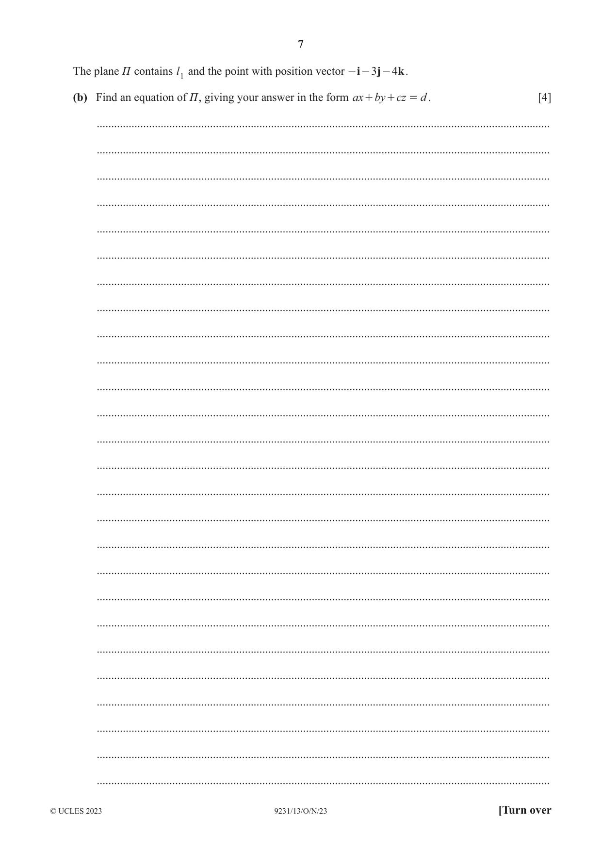 Cambridge A Level Mathematics - Further 9231 2023 Oct/Nov Paper 1 · Variant 3 question paper, page 7 of 16