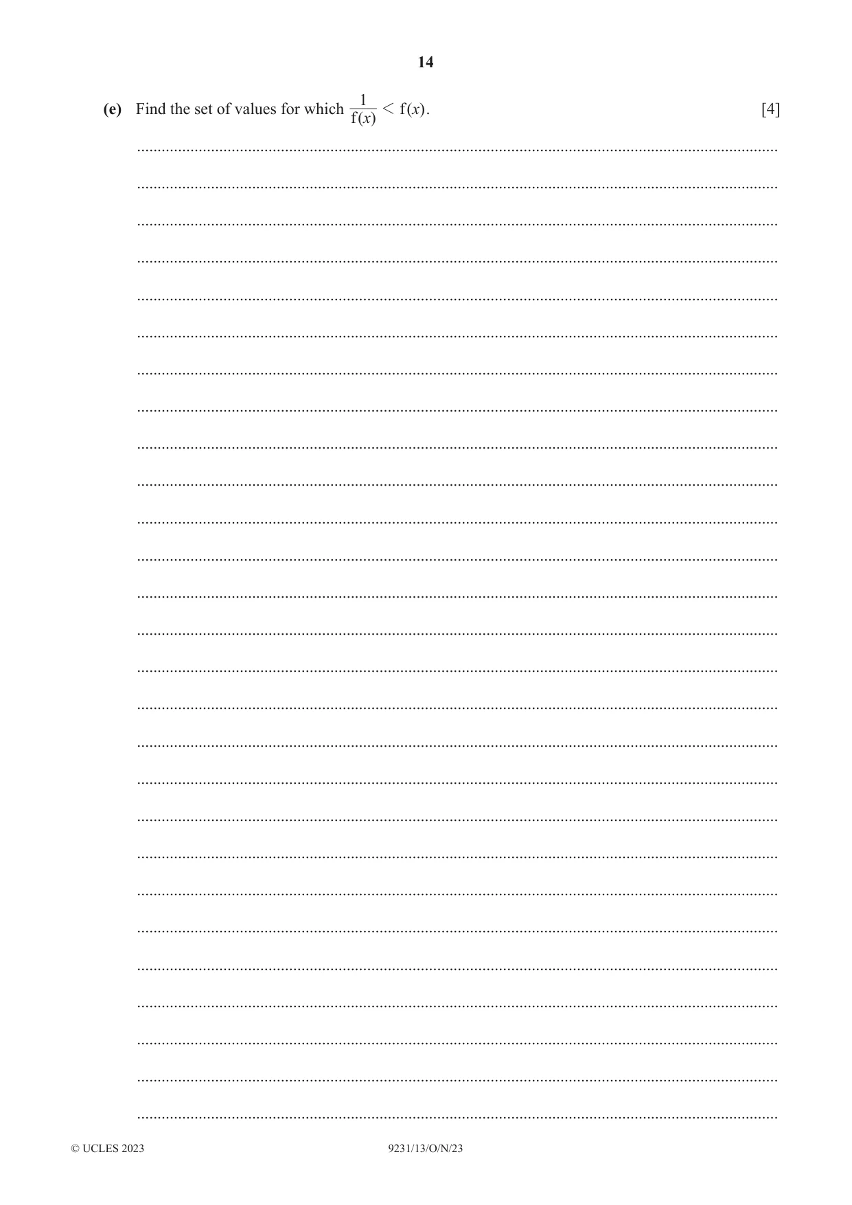 Cambridge A Level Mathematics - Further 9231 2023 Oct/Nov Paper 1 · Variant 3 question paper, page 14 of 16