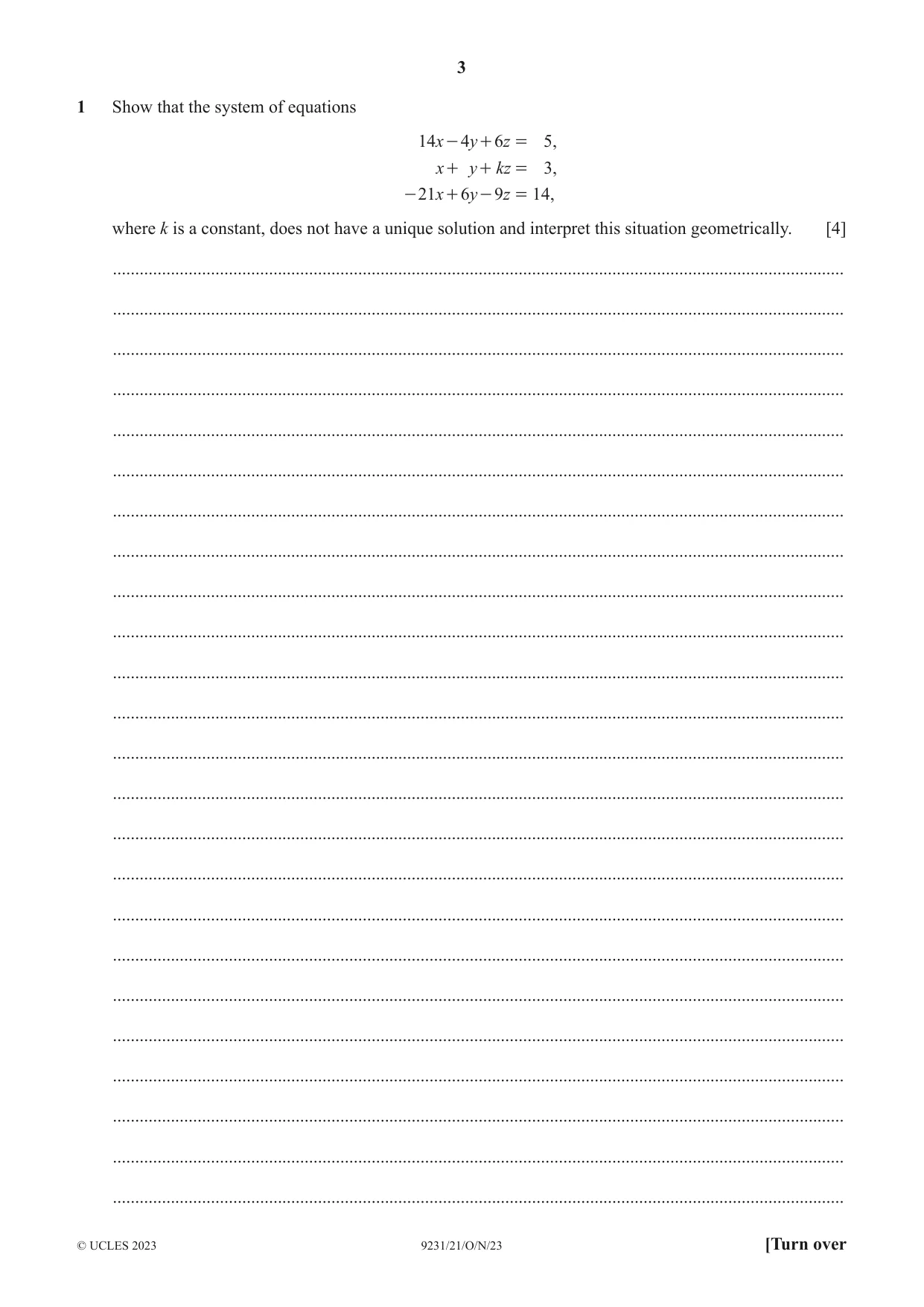 Cambridge A Level Mathematics - Further 9231 2023 Oct/Nov Paper 2 · Variant 1 question paper, page 3 of 16