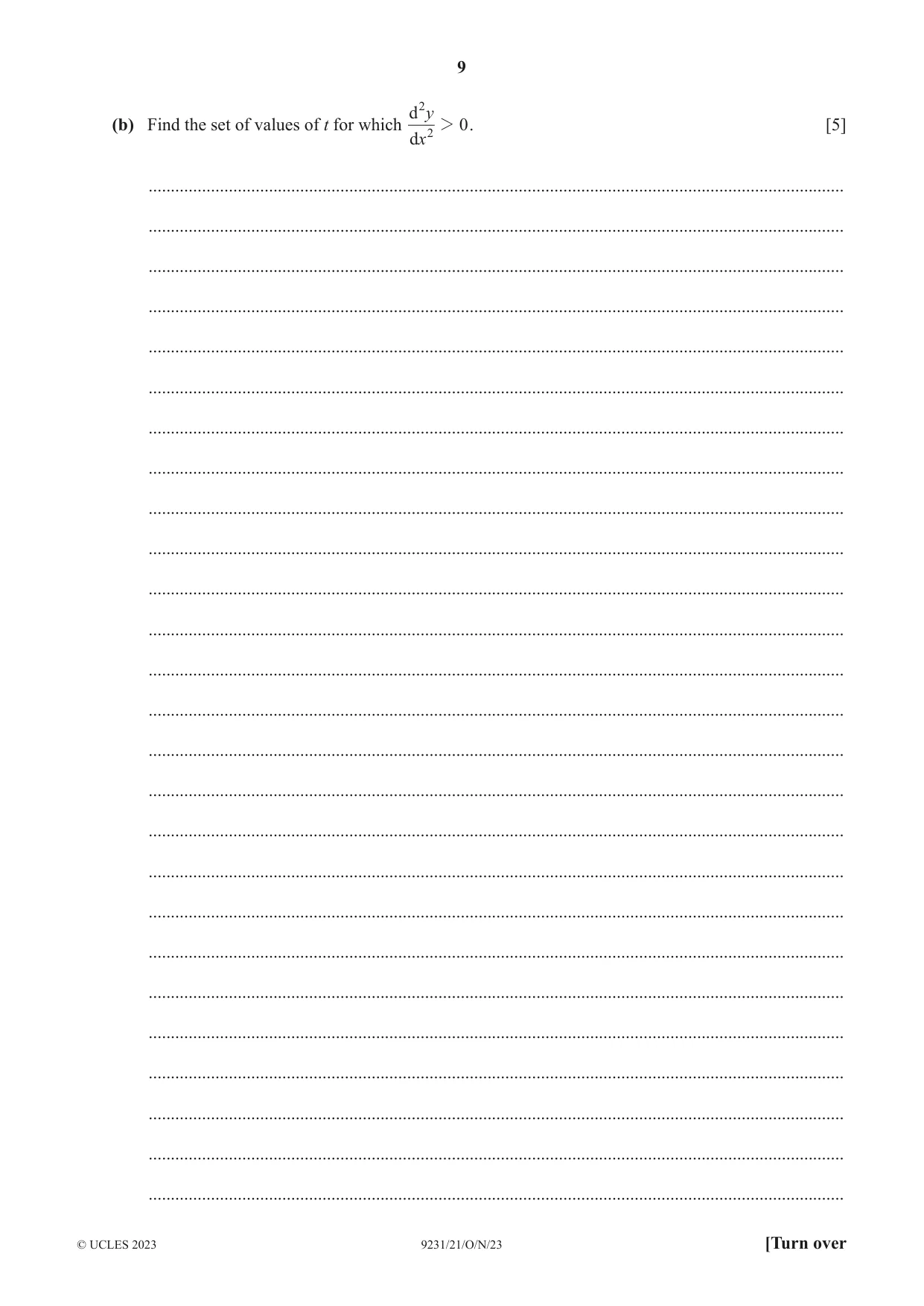 Cambridge A Level Mathematics - Further 9231 2023 Oct/Nov Paper 2 · Variant 1 question paper, page 9 of 16