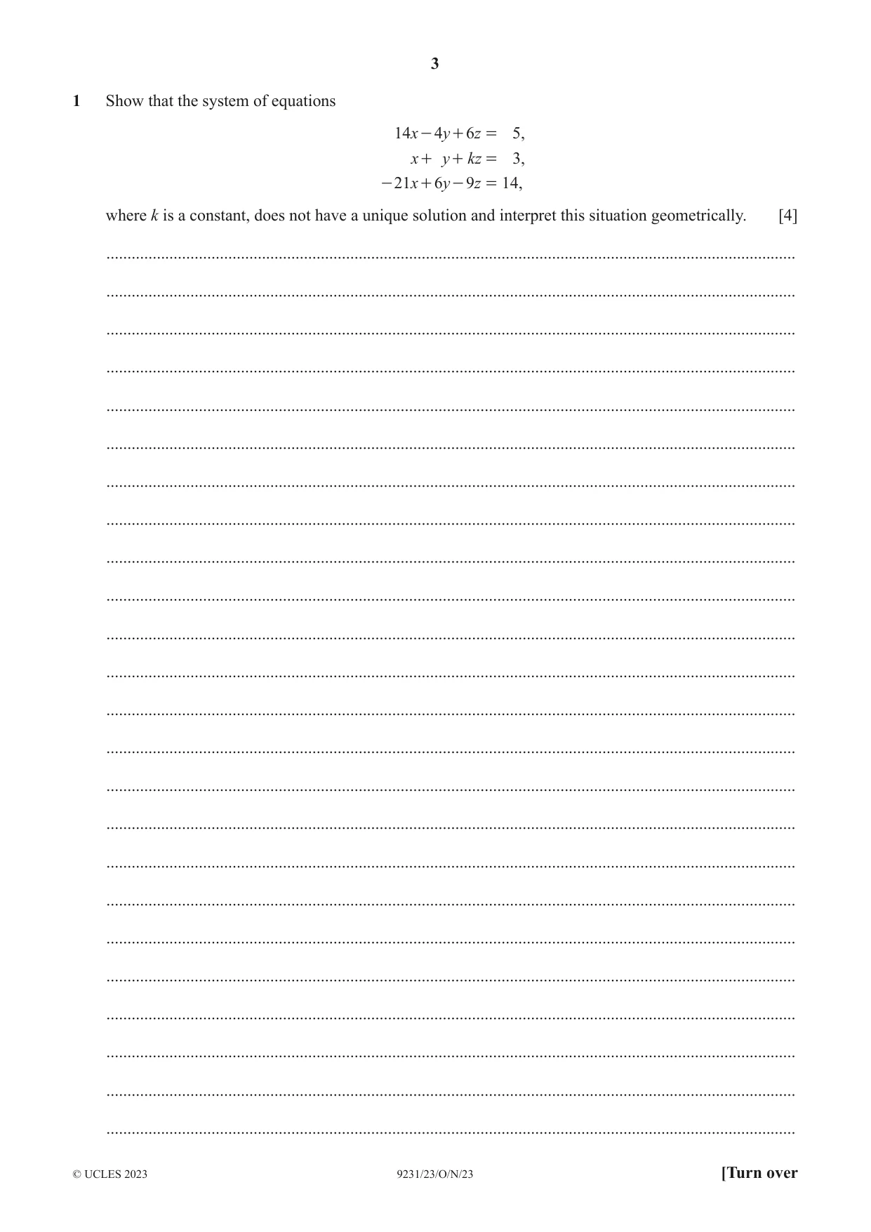 Cambridge A Level Mathematics - Further 9231 2023 Oct/Nov Paper 2 · Variant 3 question paper, page 3 of 16