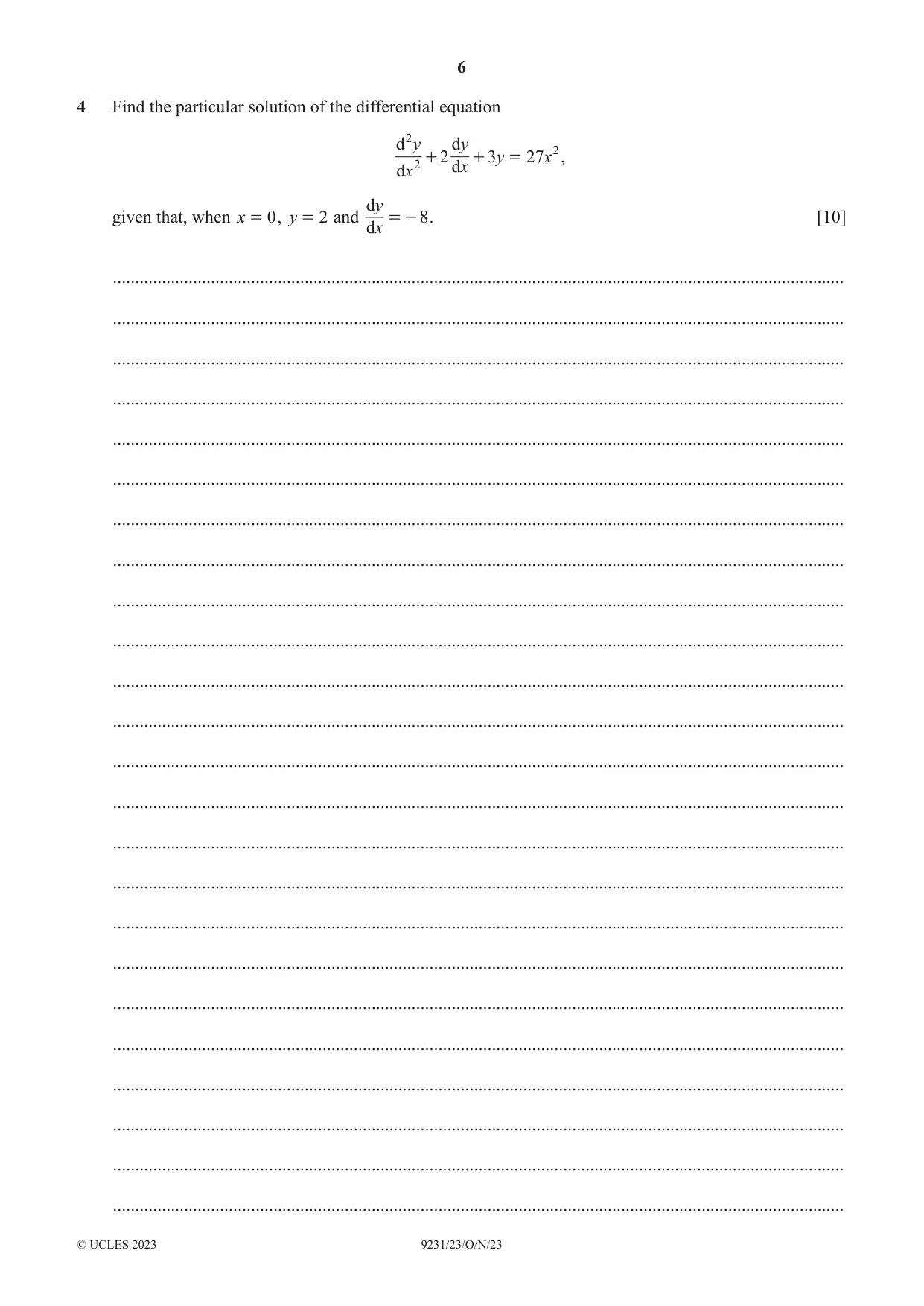 Cambridge A Level Mathematics - Further 9231 2023 Oct/Nov Paper 2 · Variant 3 question paper, page 6 of 16