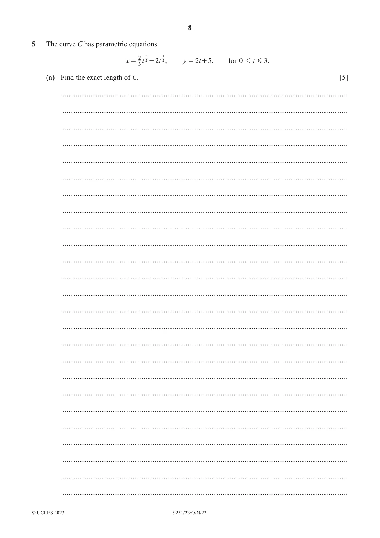 Cambridge A Level Mathematics - Further 9231 2023 Oct/Nov Paper 2 · Variant 3 question paper, page 8 of 16