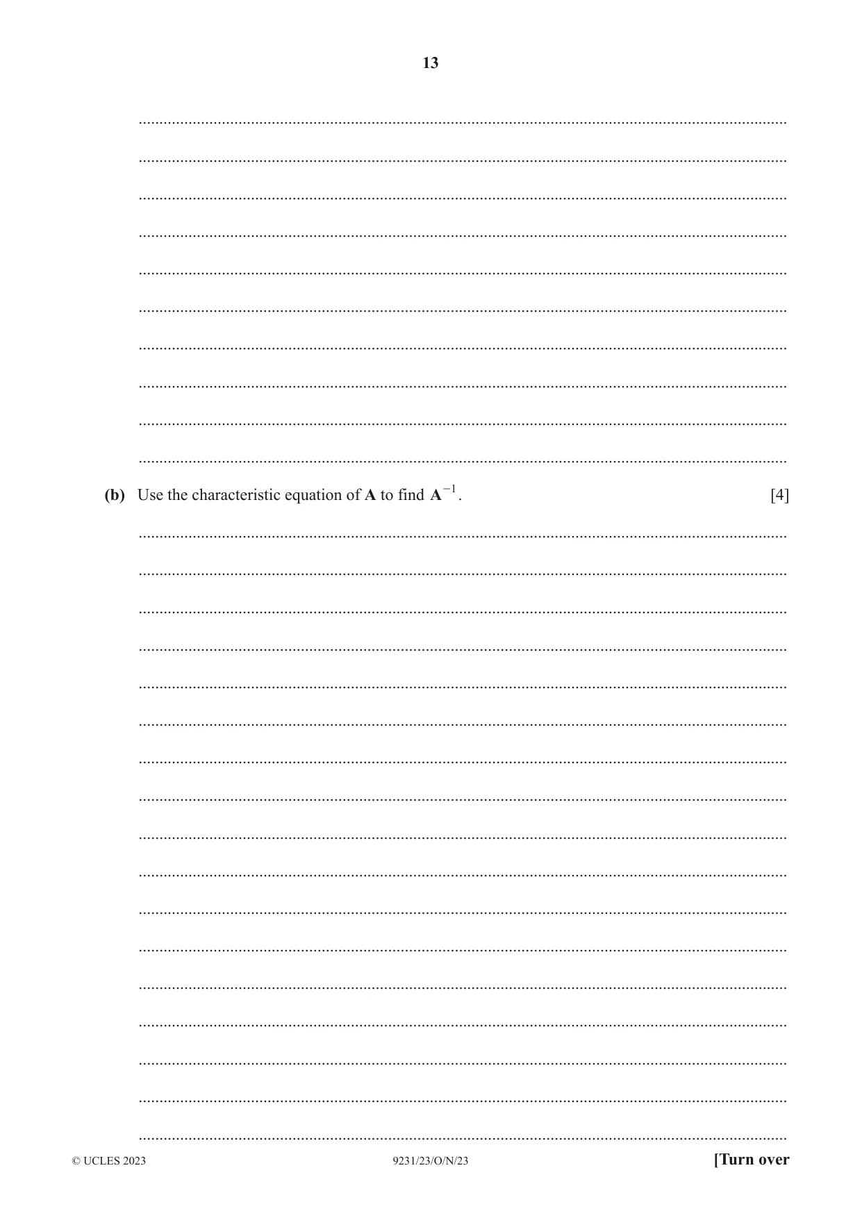 Cambridge A Level Mathematics - Further 9231 2023 Oct/Nov Paper 2 · Variant 3 question paper, page 13 of 16