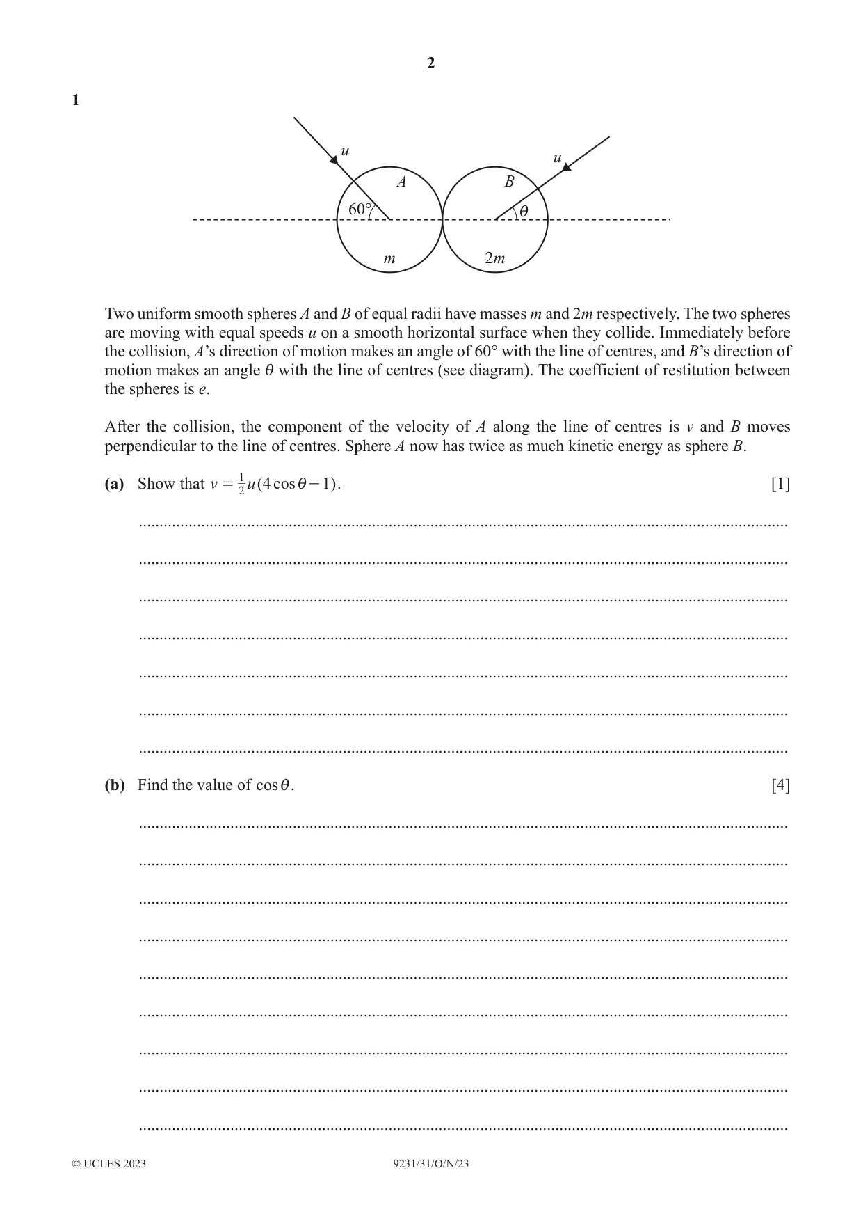 Cambridge A Level Mathematics - Further 9231 2023 Oct/Nov Paper 3 · Variant 1 question paper, page 2 of 16