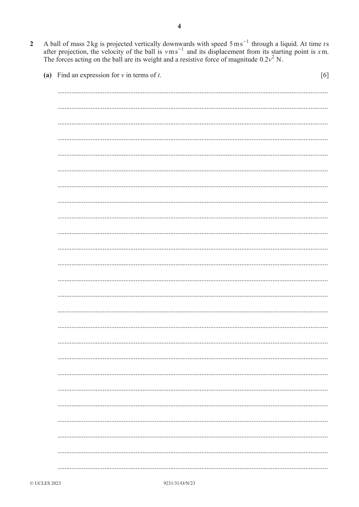 Cambridge A Level Mathematics - Further 9231 2023 Oct/Nov Paper 3 · Variant 1 question paper, page 4 of 16