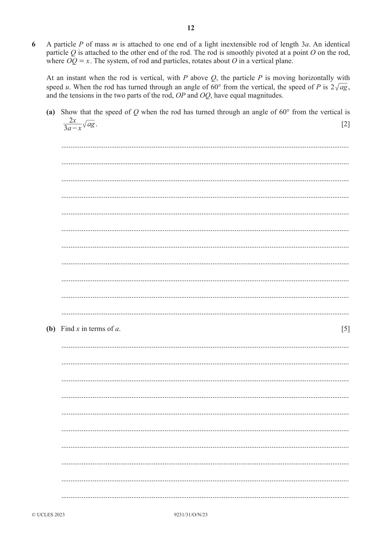 Cambridge A Level Mathematics - Further 9231 2023 Oct/Nov Paper 3 · Variant 1 question paper, page 12 of 16