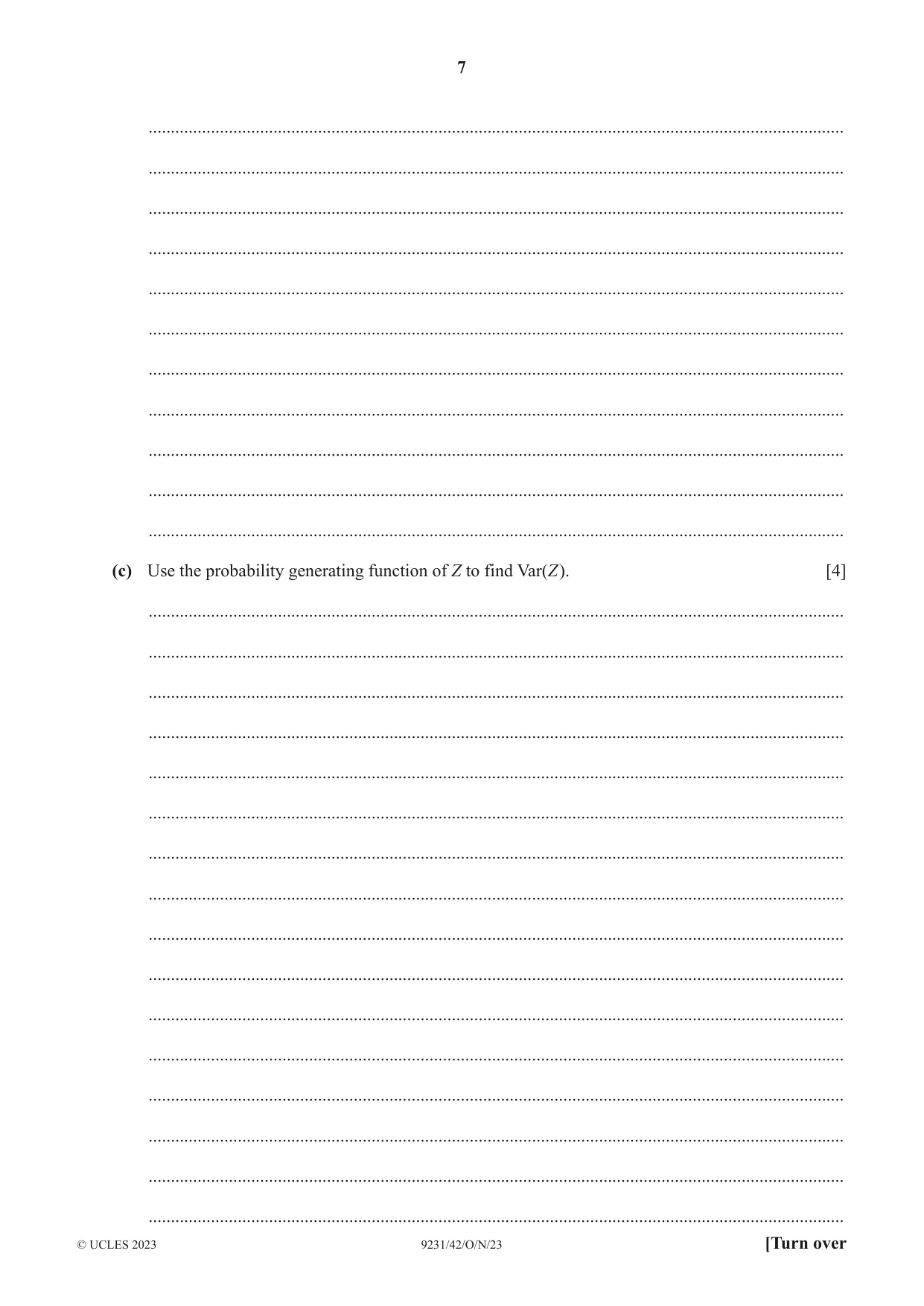 Cambridge A Level Mathematics - Further 9231 2023 Oct/Nov Paper 4 · Variant 2 question paper, page 7 of 16
