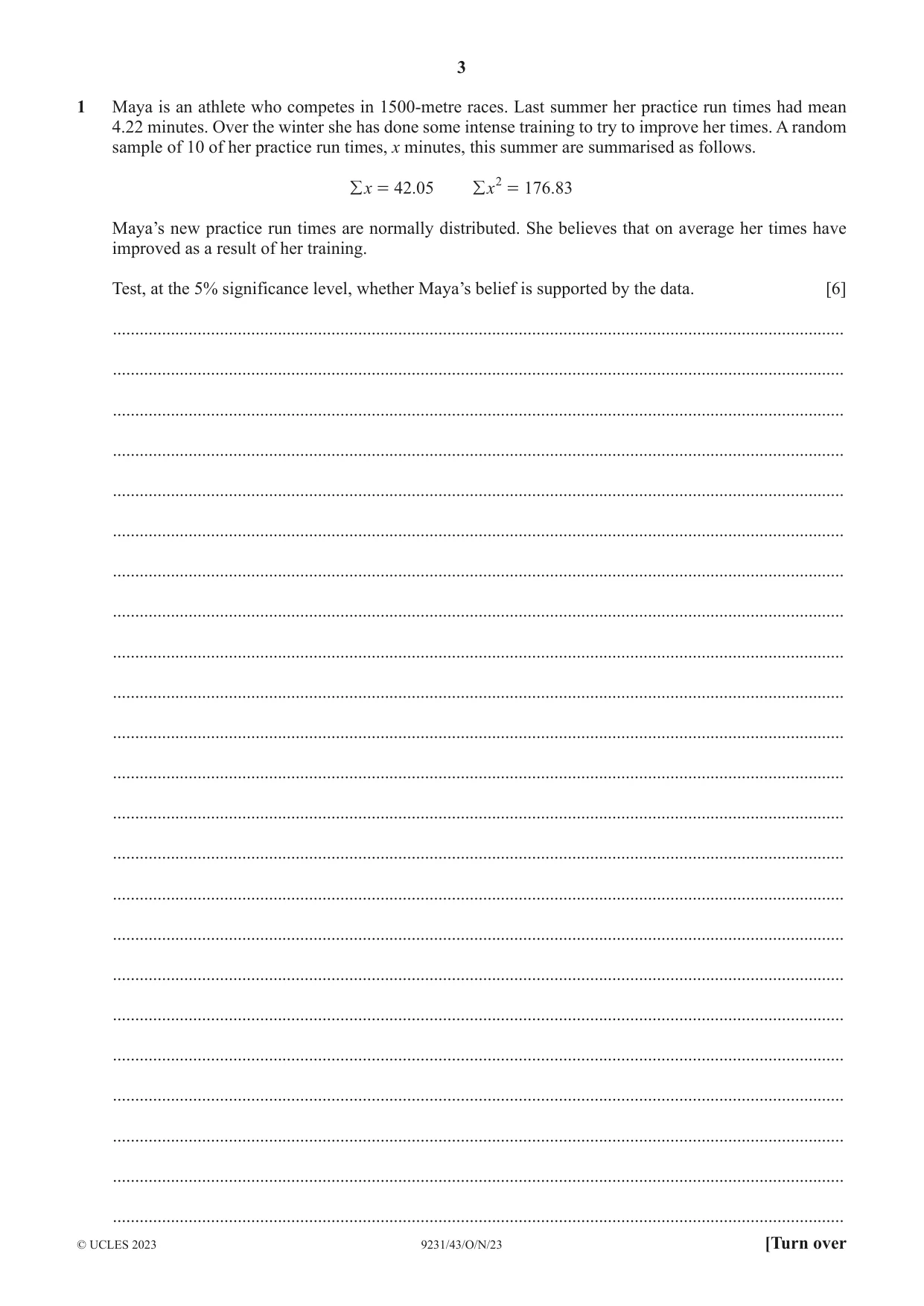 Cambridge A Level Mathematics - Further 9231 2023 Oct/Nov Paper 4 · Variant 3 question paper, page 3 of 12