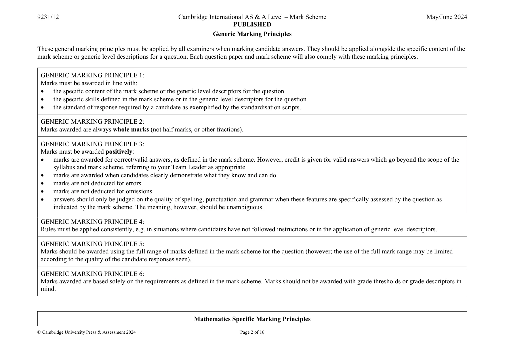Mark scheme, page 2 of 16