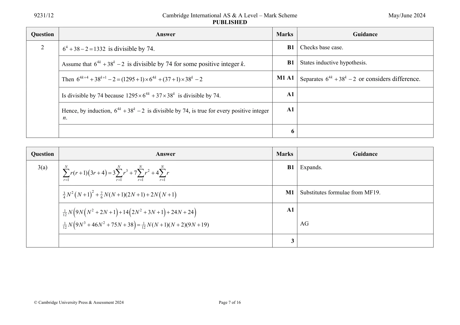 Mark scheme, page 7 of 16