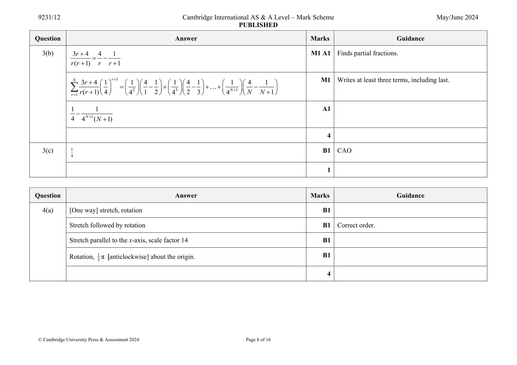 Mark scheme, page 8 of 16
