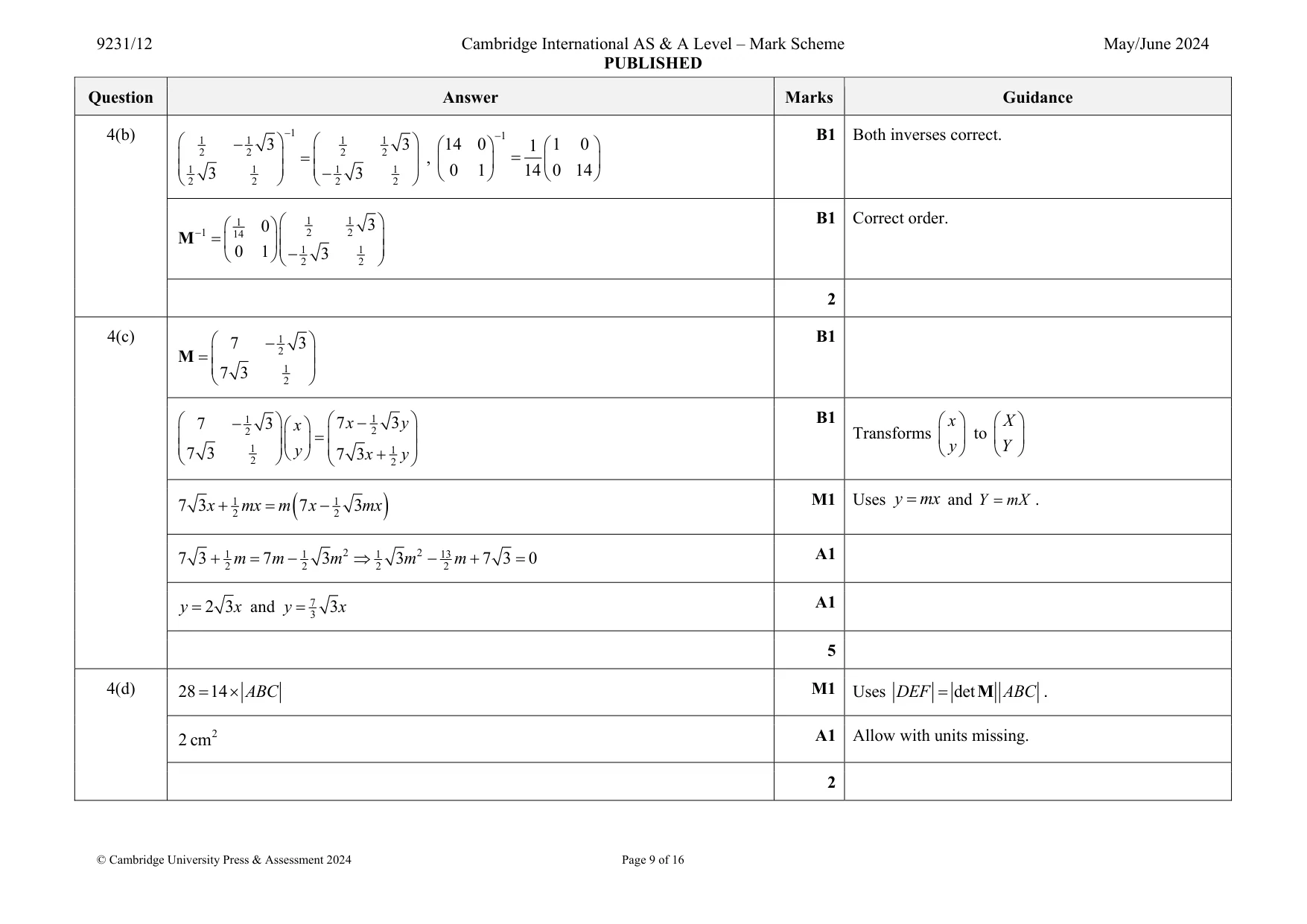 Mark scheme, page 9 of 16