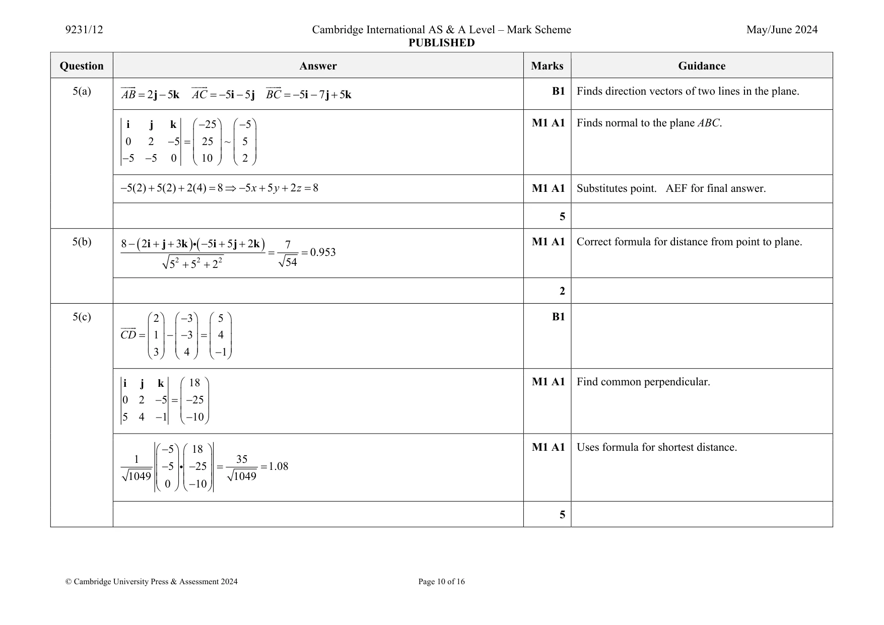 Mark scheme, page 10 of 16