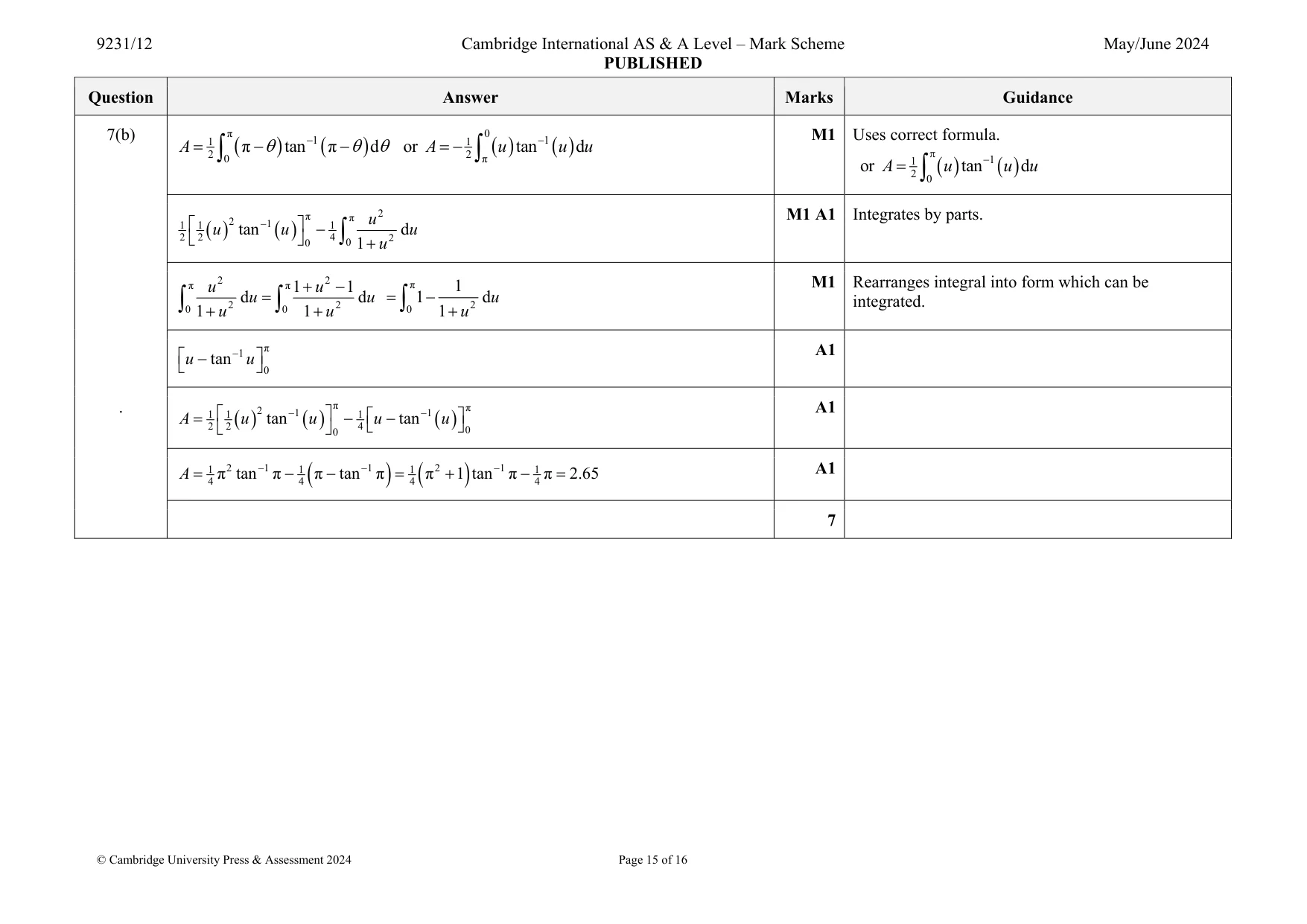 Mark scheme, page 15 of 16