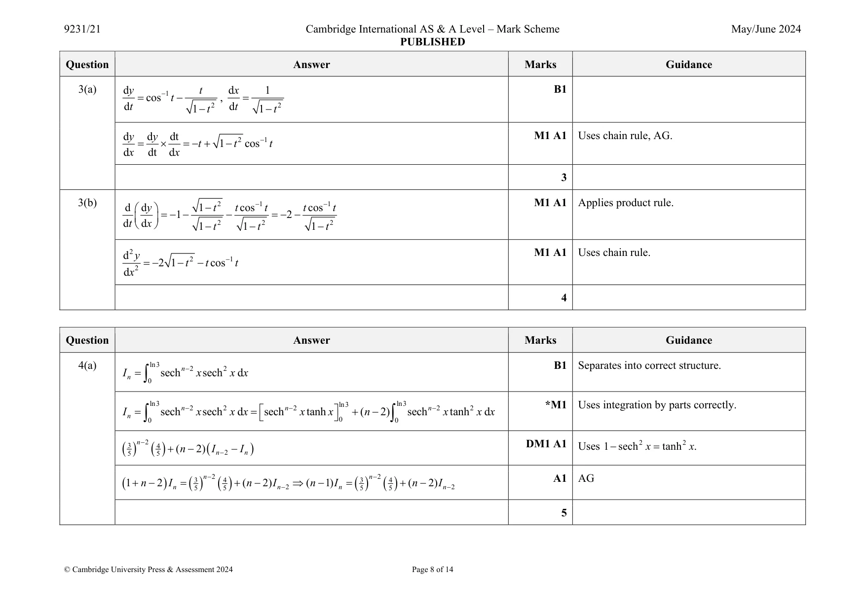 Mark scheme, page 8 of 14