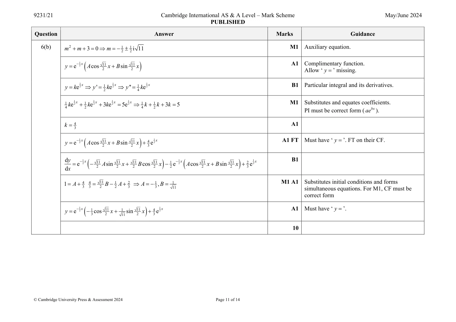 Mark scheme, page 11 of 14