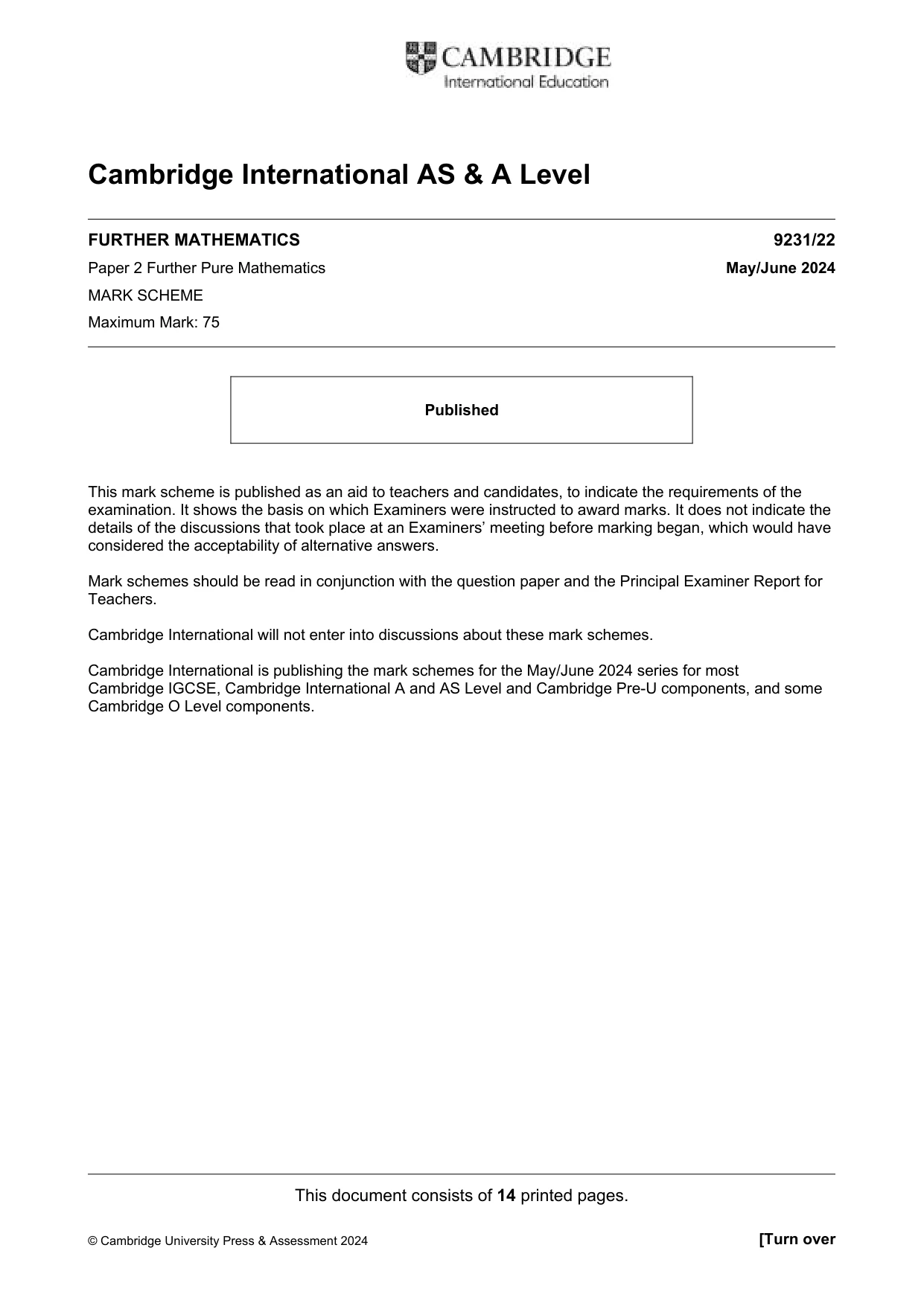 Mark scheme, page 1 of 14
