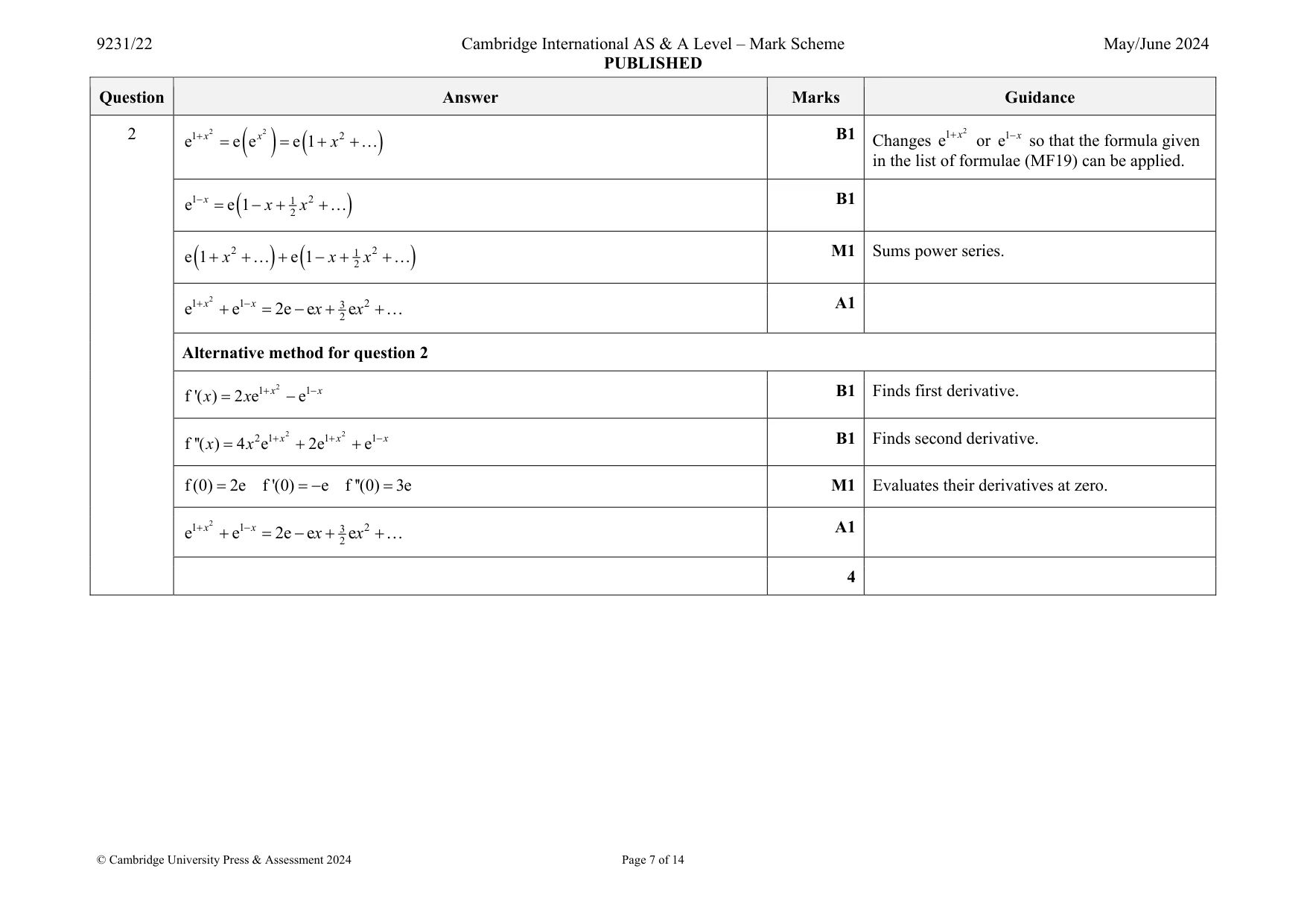 Mark scheme, page 7 of 14