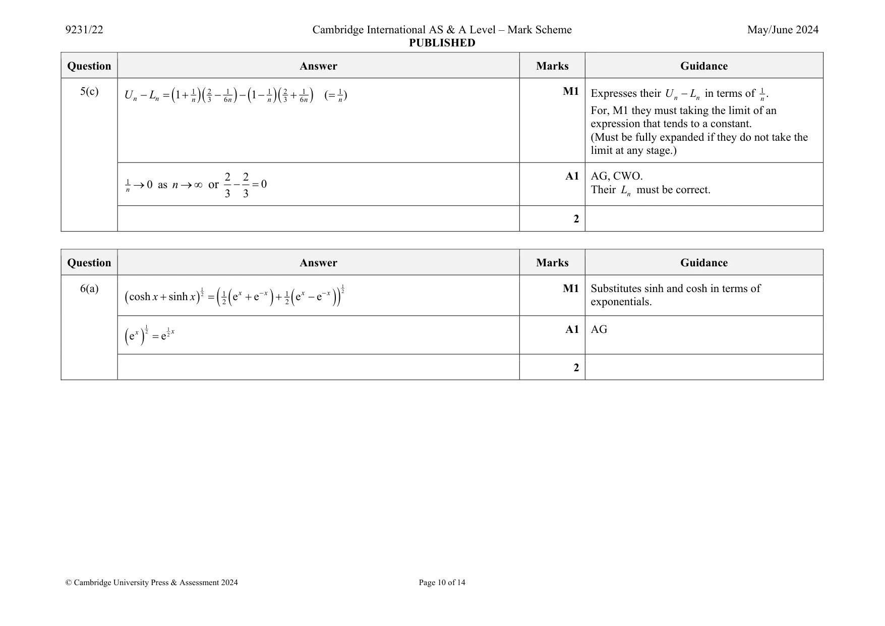 Mark scheme, page 10 of 14