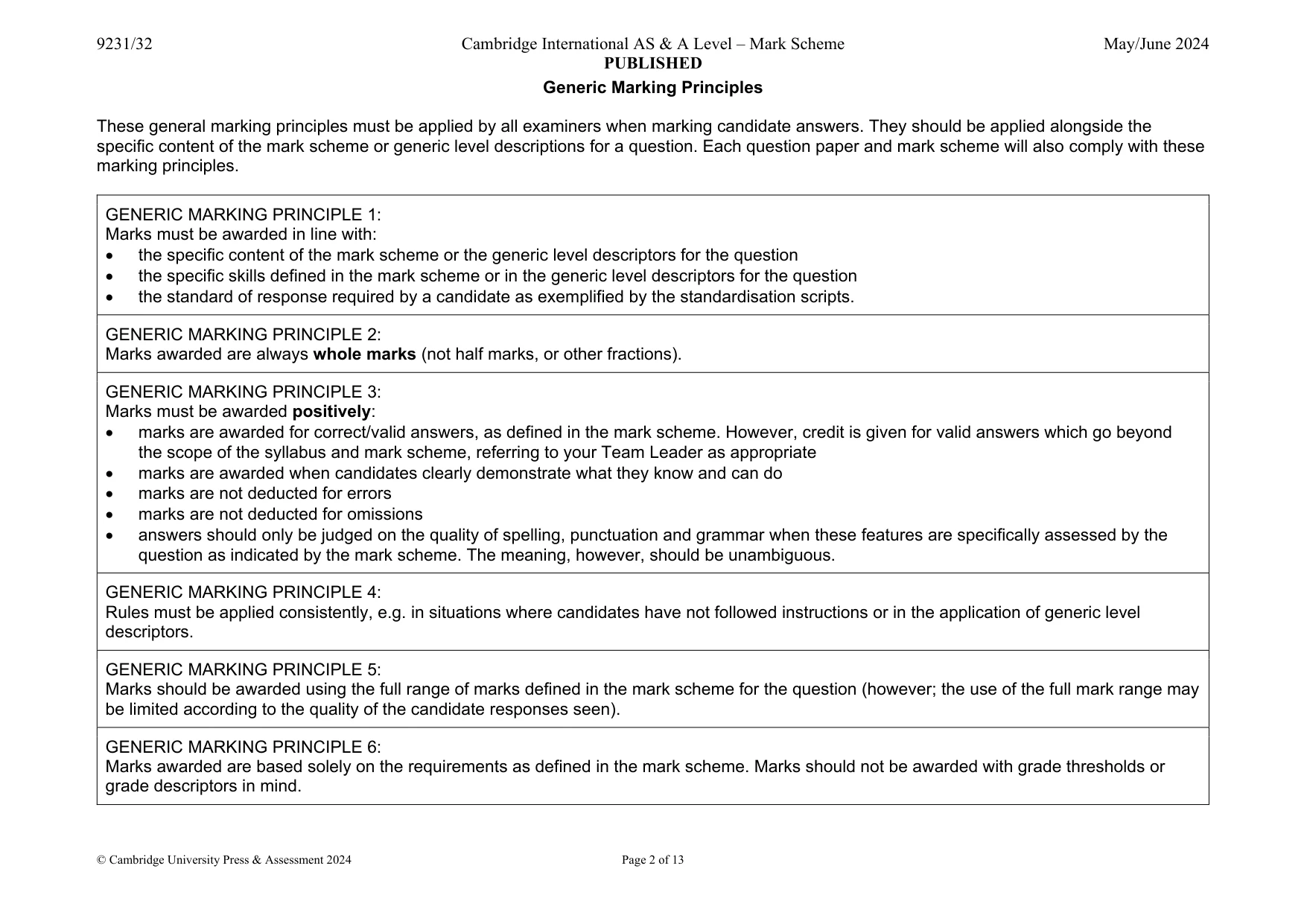 Mark scheme, page 2 of 13