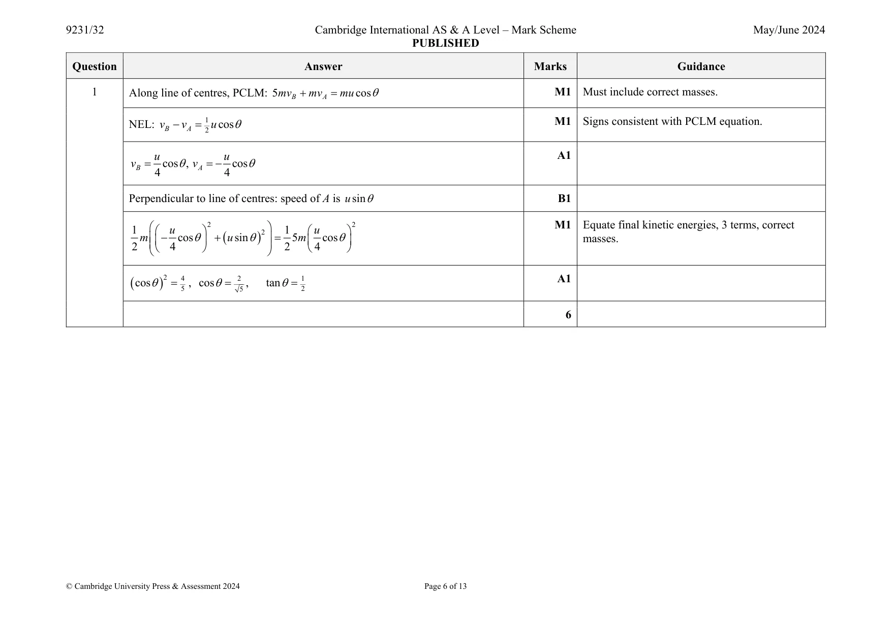 Mark scheme, page 6 of 13