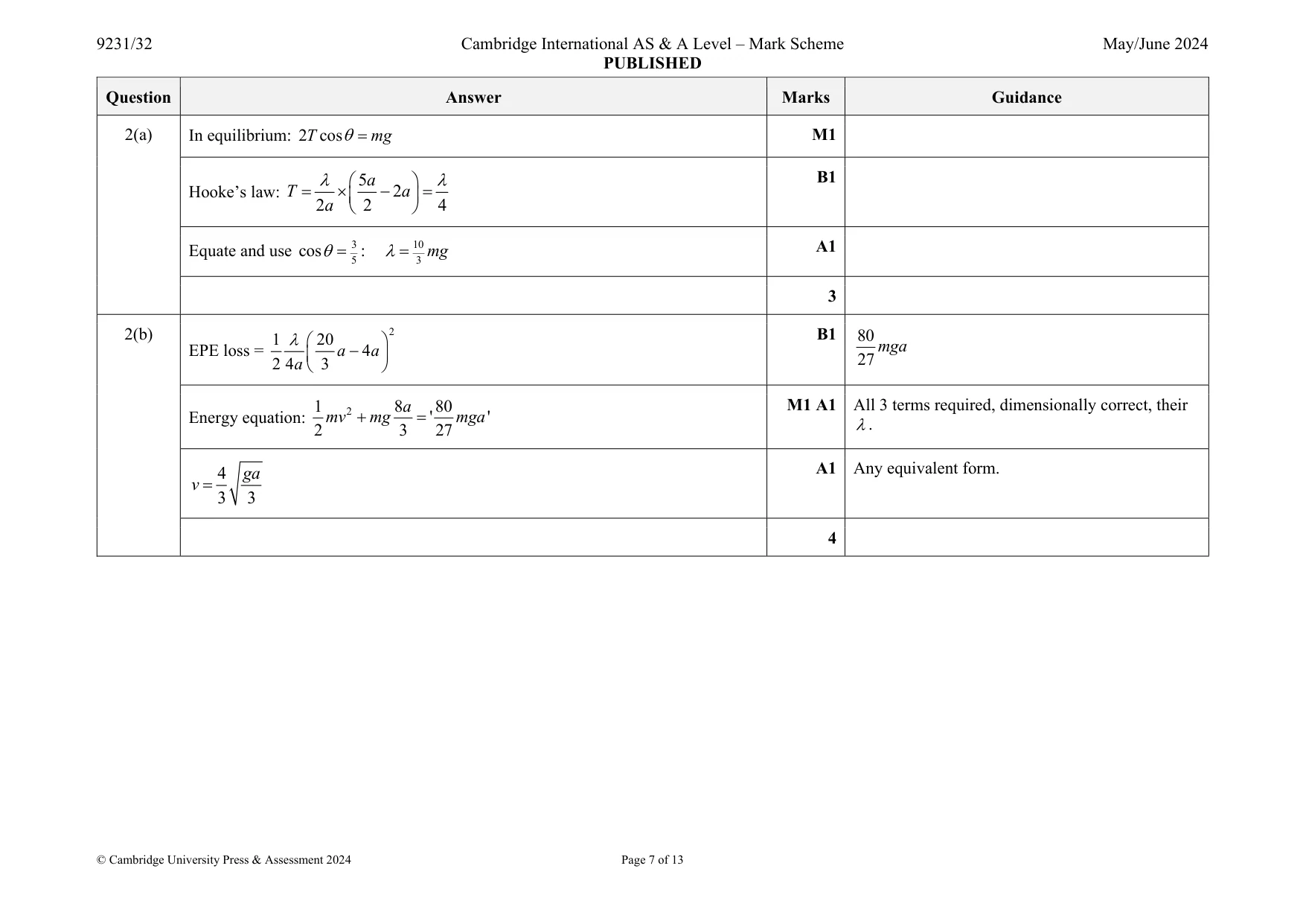 Mark scheme, page 7 of 13
