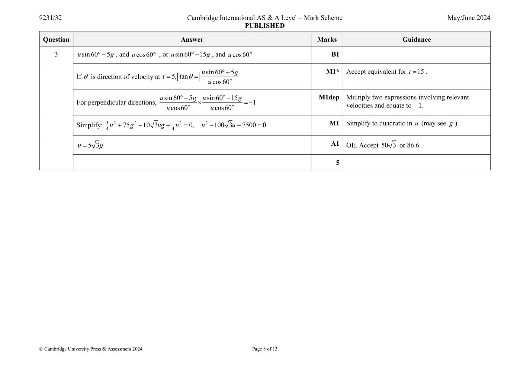 Mark scheme, page 8 of 13