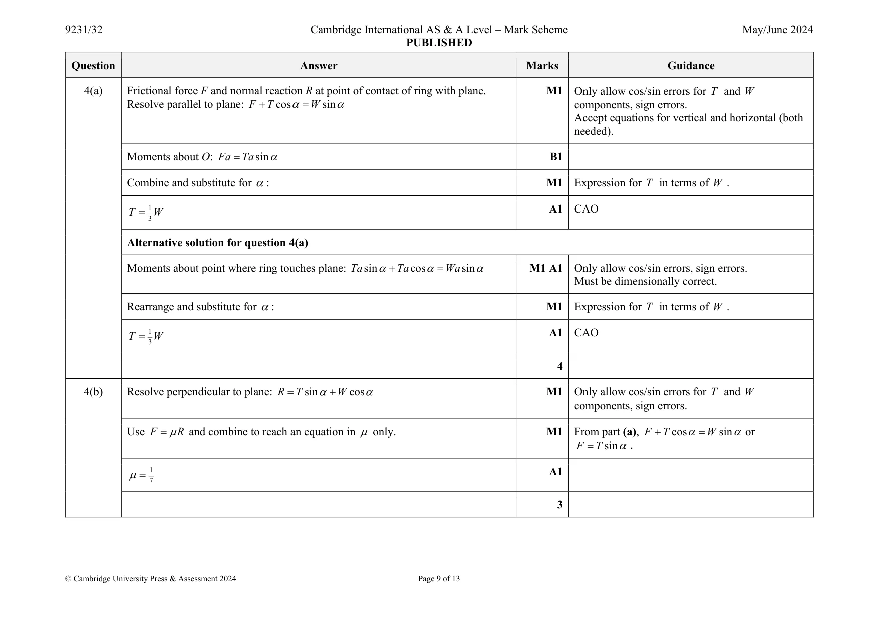 Mark scheme, page 9 of 13