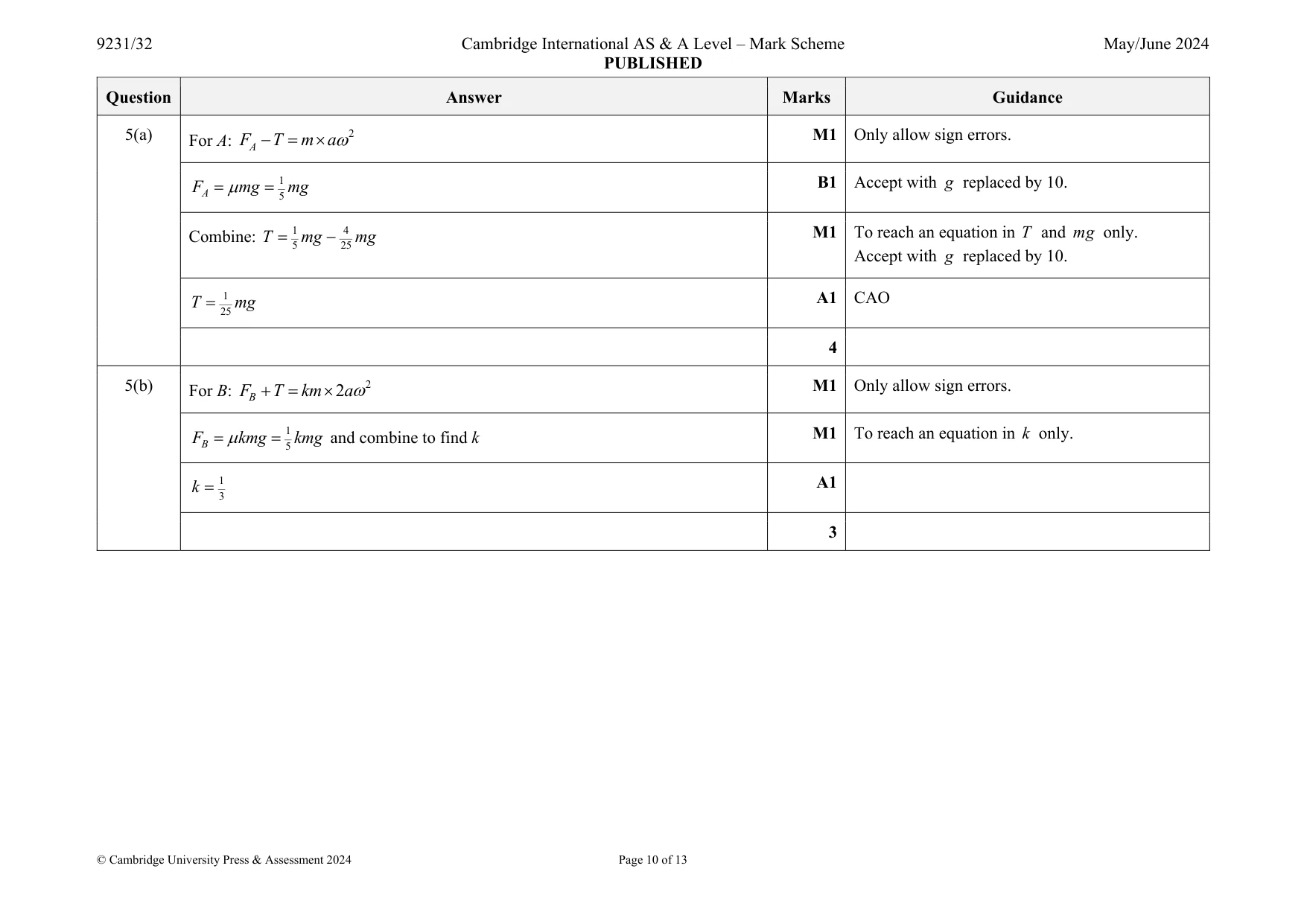 Mark scheme, page 10 of 13