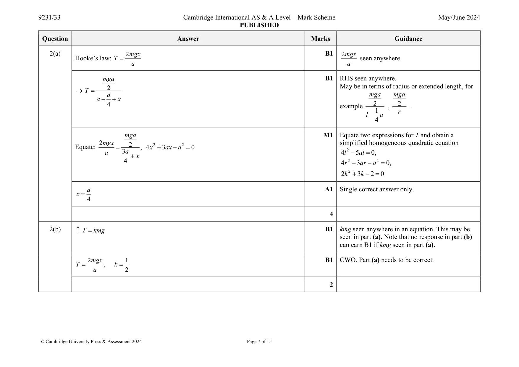 Mark scheme, page 7 of 15