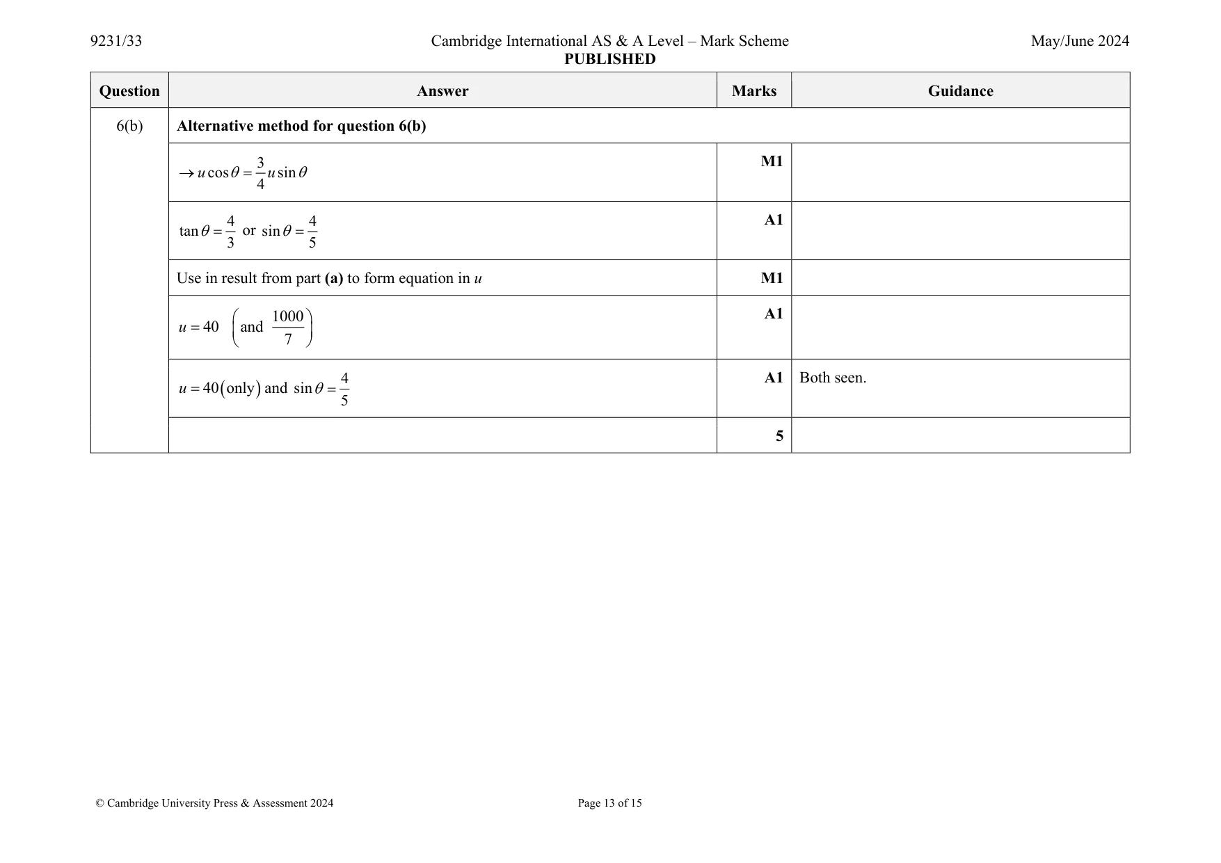Mark scheme, page 13 of 15