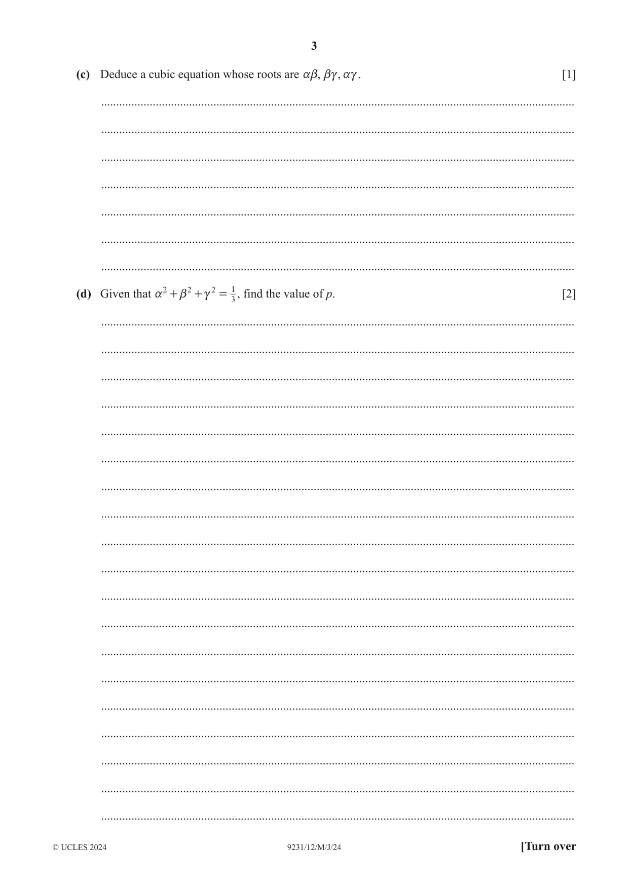 Cambridge A Level Mathematics - Further 9231 2024 May/June Paper 1 · Variant 2 question paper, page 3 of 16