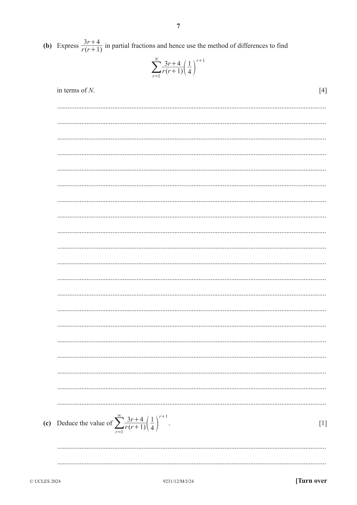 Cambridge A Level Mathematics - Further 9231 2024 May/June Paper 1 · Variant 2 question paper, page 7 of 16