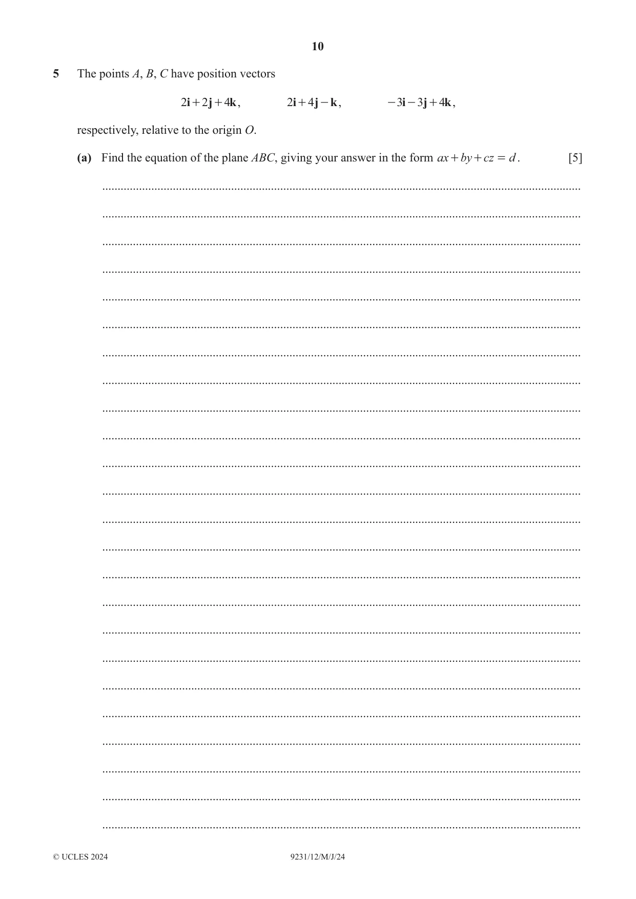 Cambridge A Level Mathematics - Further 9231 2024 May/June Paper 1 · Variant 2 question paper, page 10 of 16
